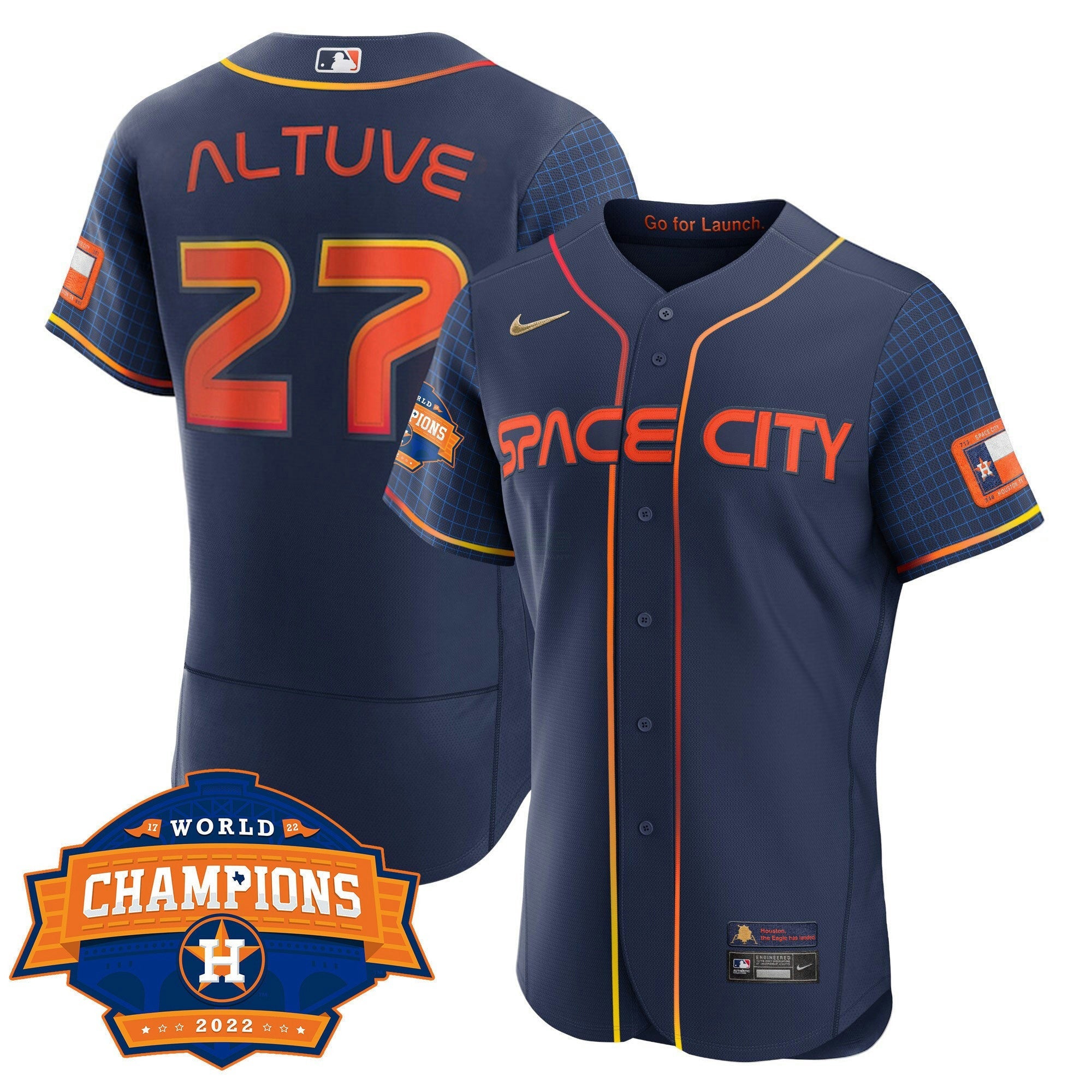 Camisa MLB Women’s Houston 2022 World Series Champions Patch Limited Jersey