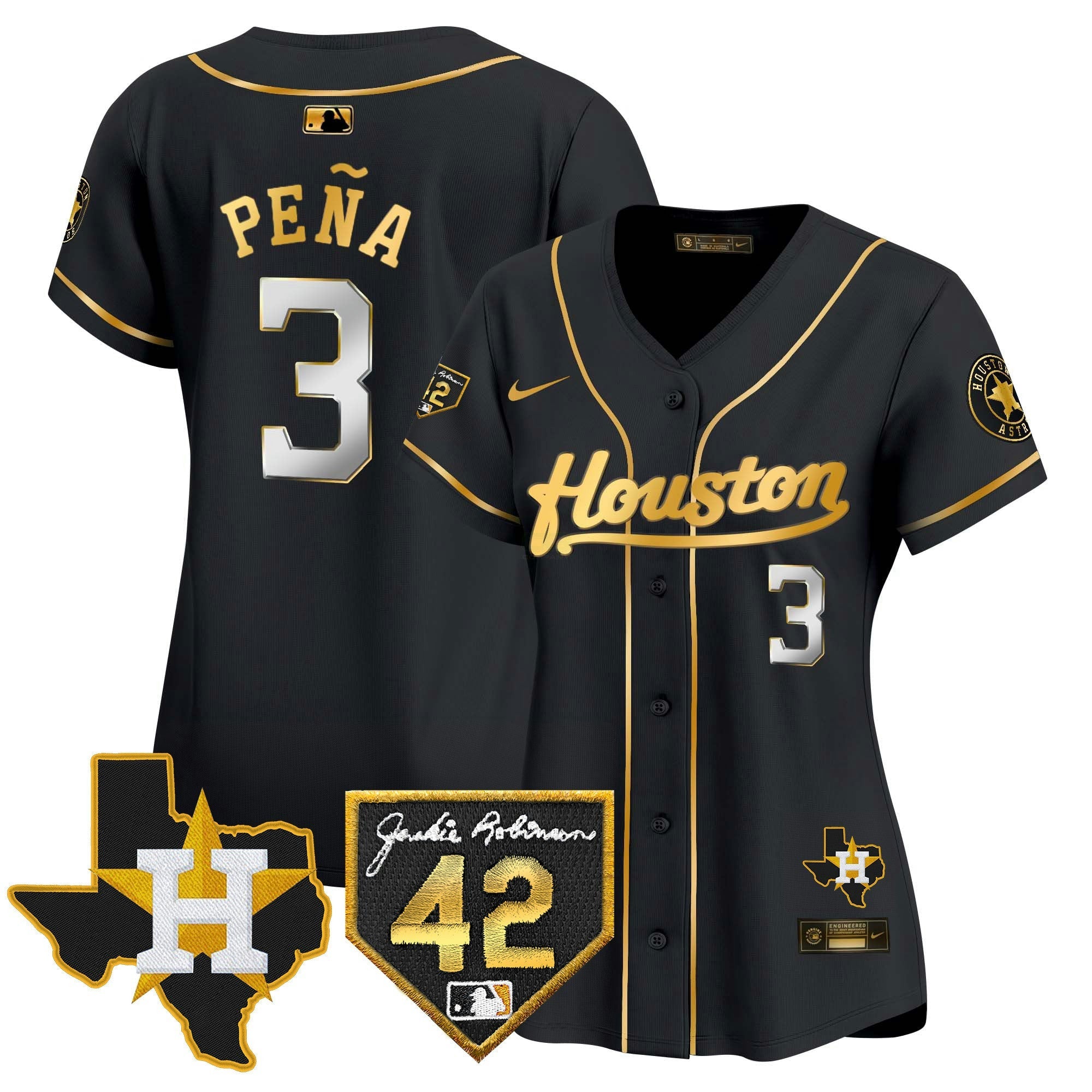 Camisa MLB Women’s Houston 2024 Jackie Robinson Patch Vapor Premier Limited Jersey