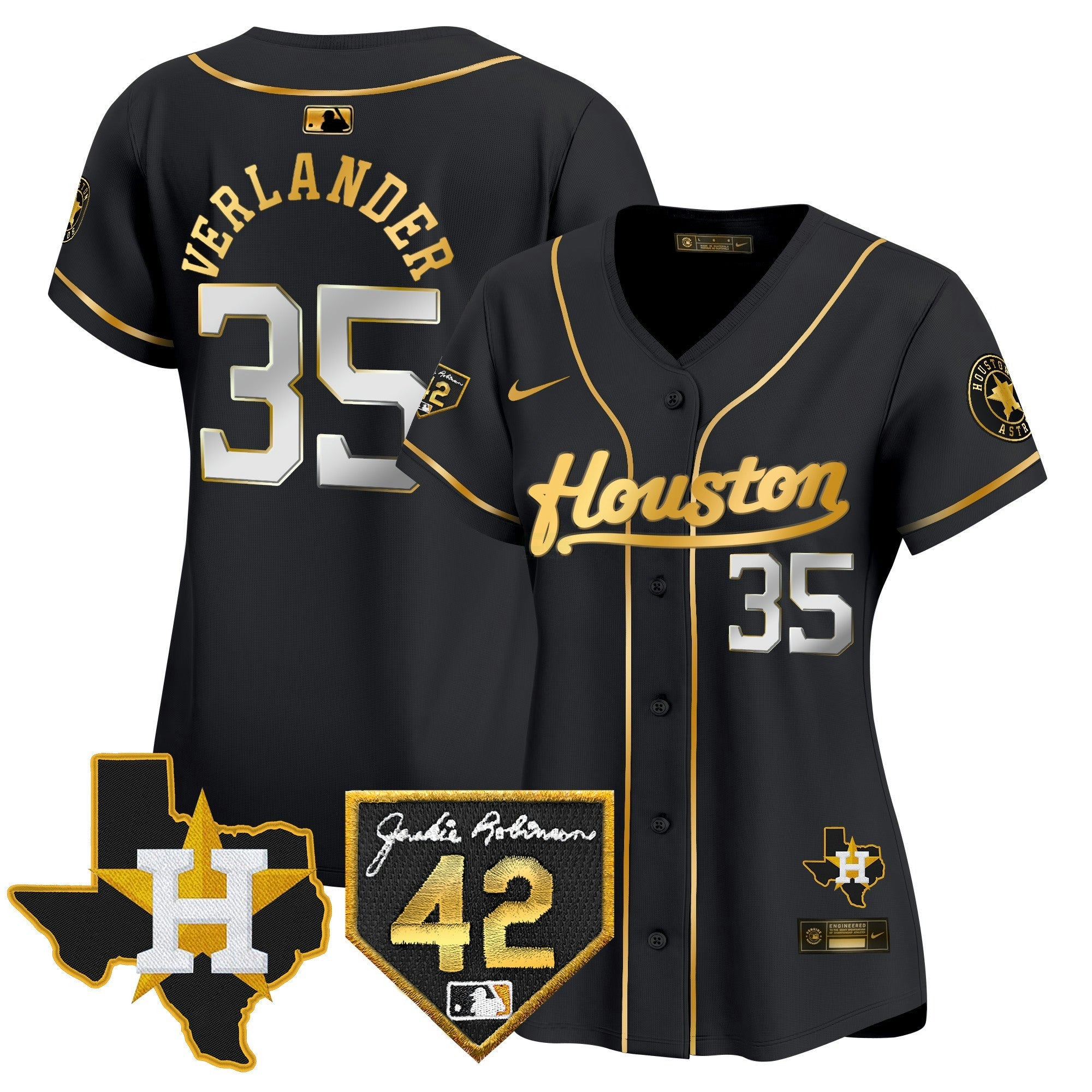 Camisa MLB Women’s Houston 2024 Jackie Robinson Patch Vapor Premier Limited Jersey