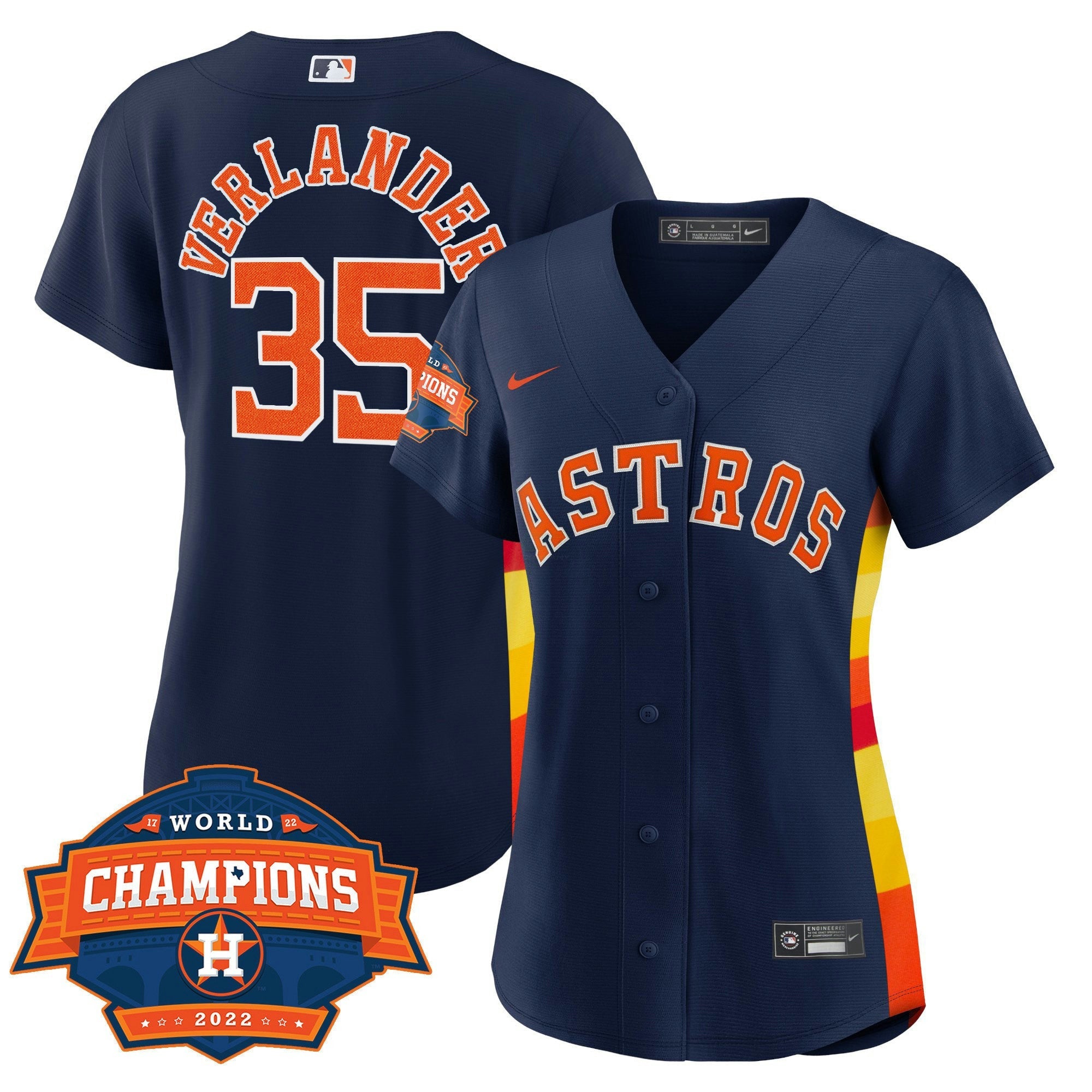 Camisa MLB Women’s Houston Alternativa Azul Marinho 2022 Champions Limited Player Jersey