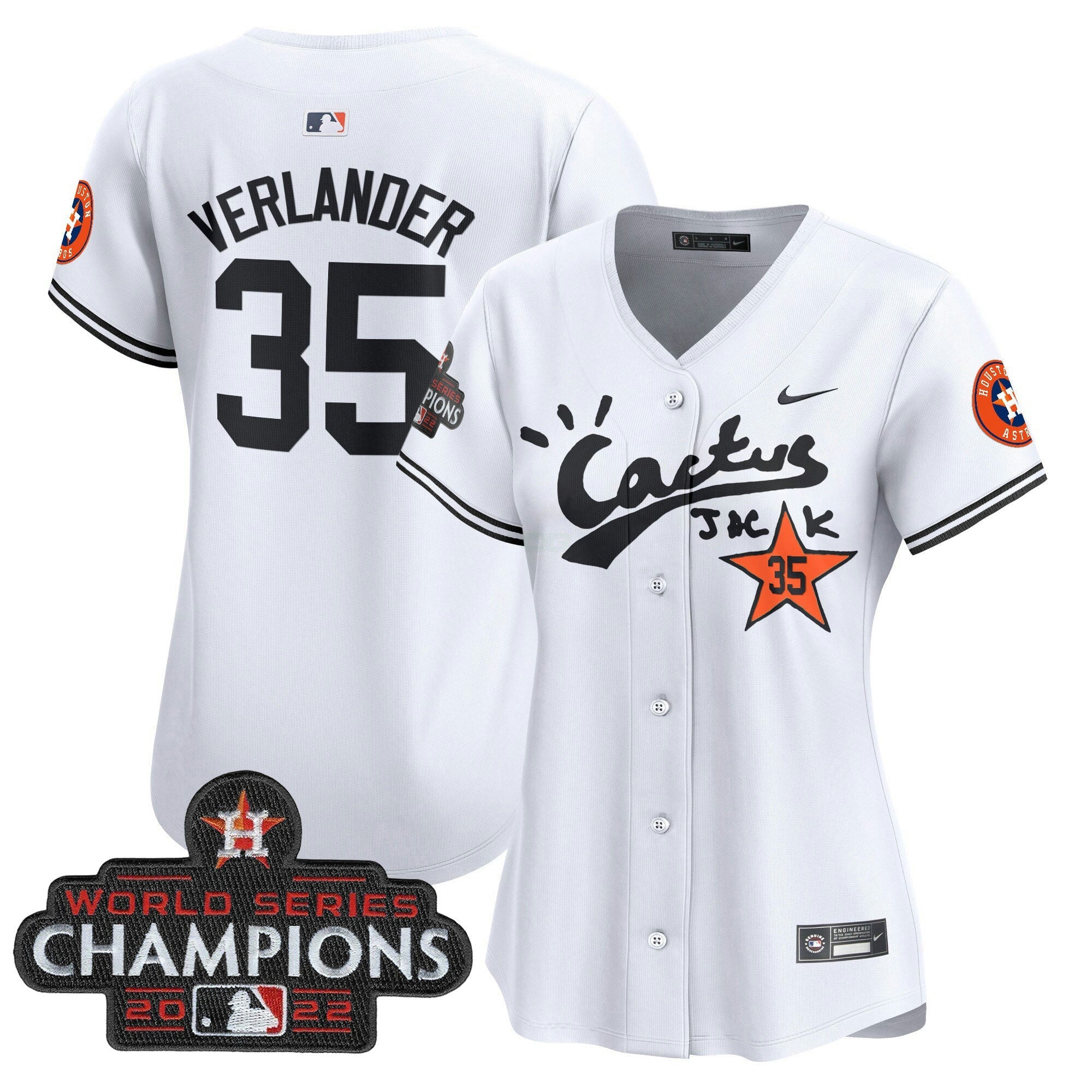 Camisa MLB Women’s Houston Cactus Jack Champions Patch Vapor Premier Limited Jersey