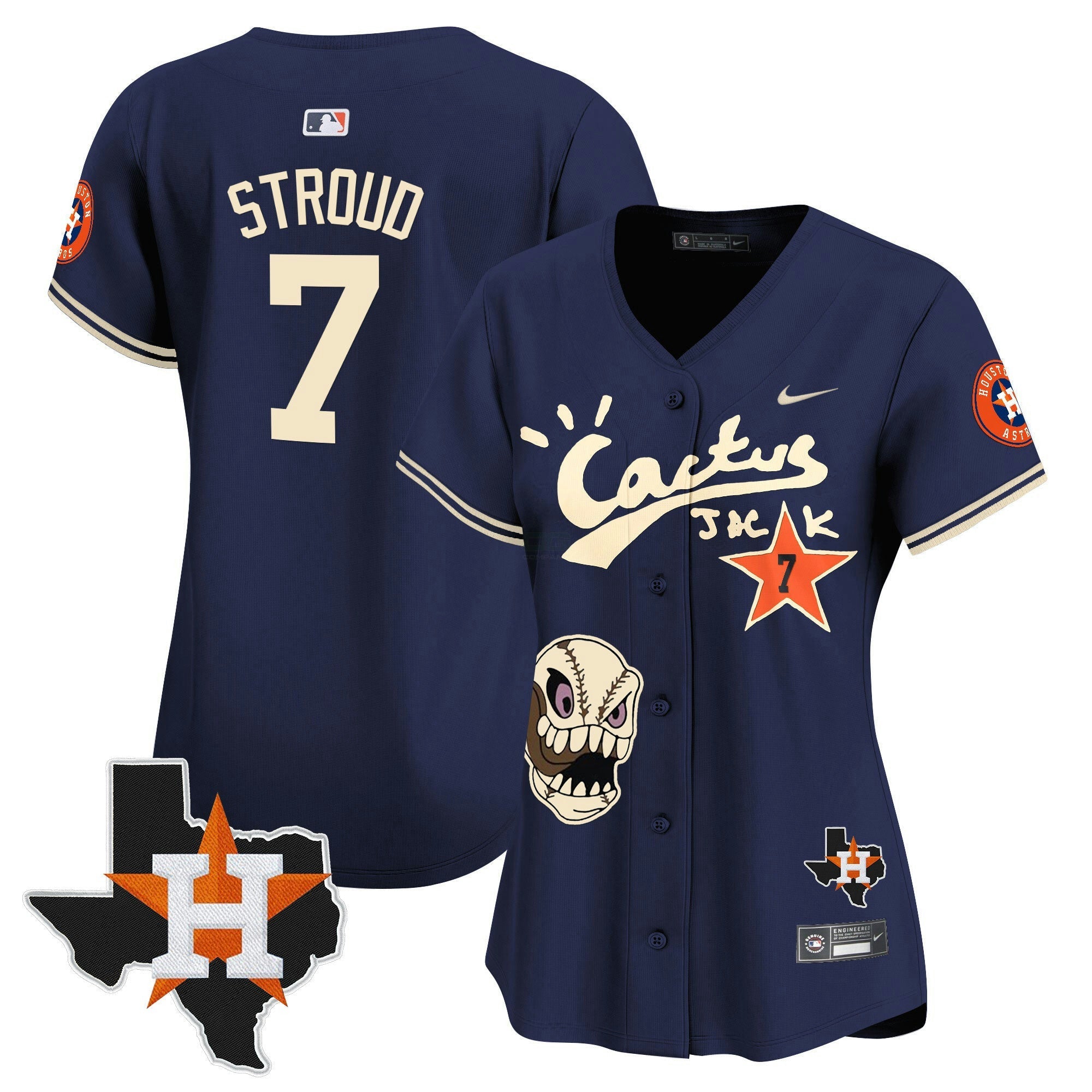 Camisa MLB Women’s Houston Cactus Jack Patch Vapor Premier Limited Jersey