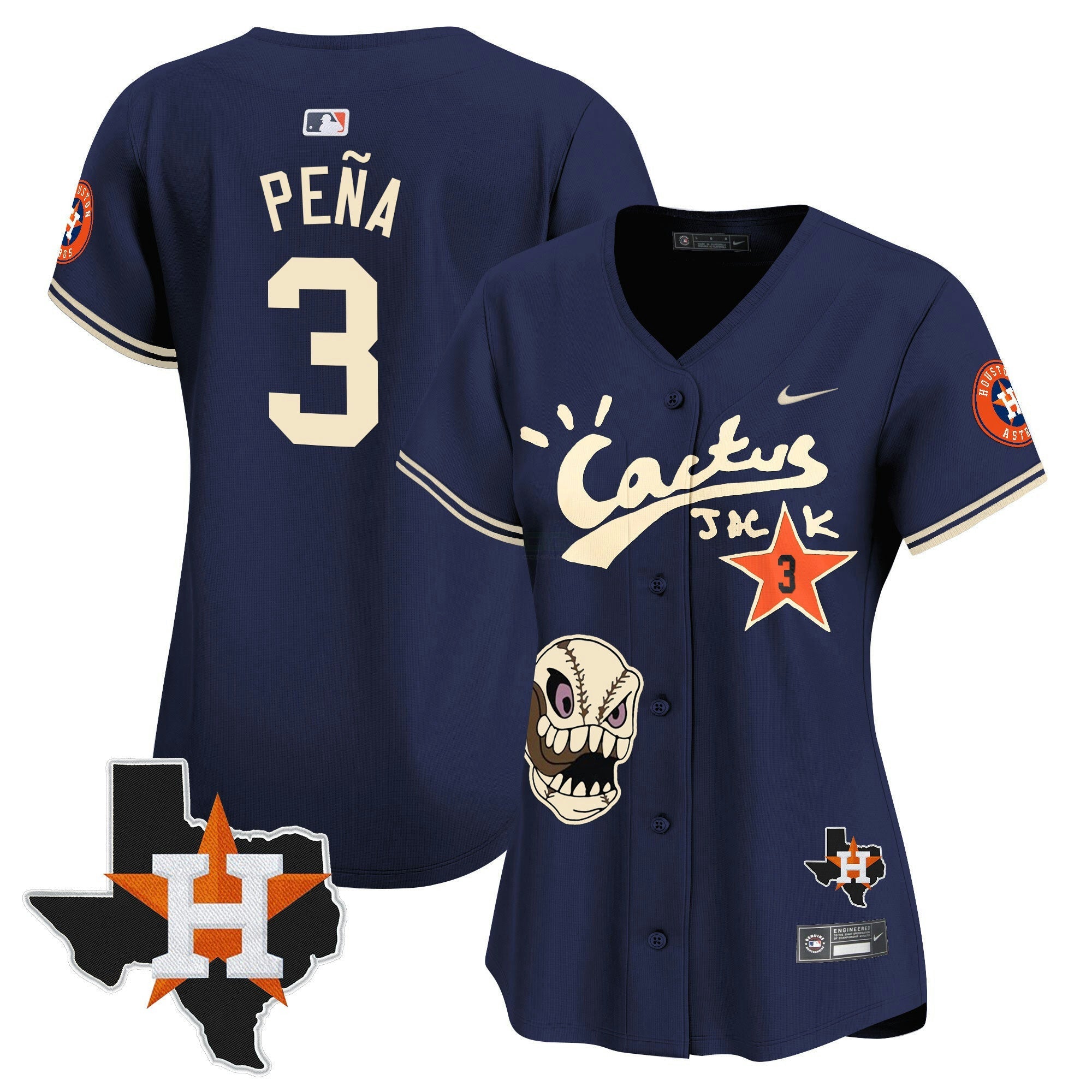 Camisa MLB Women’s Houston Cactus Jack Patch Vapor Premier Limited Jersey