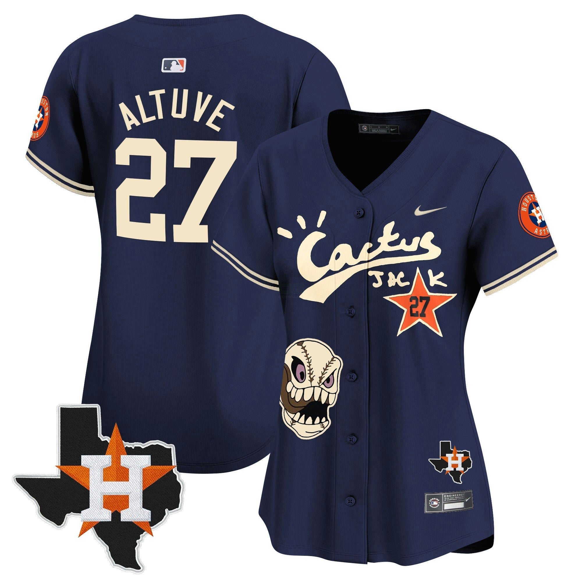 Camisa MLB Women’s Houston Cactus Jack Patch Vapor Premier Limited Jersey