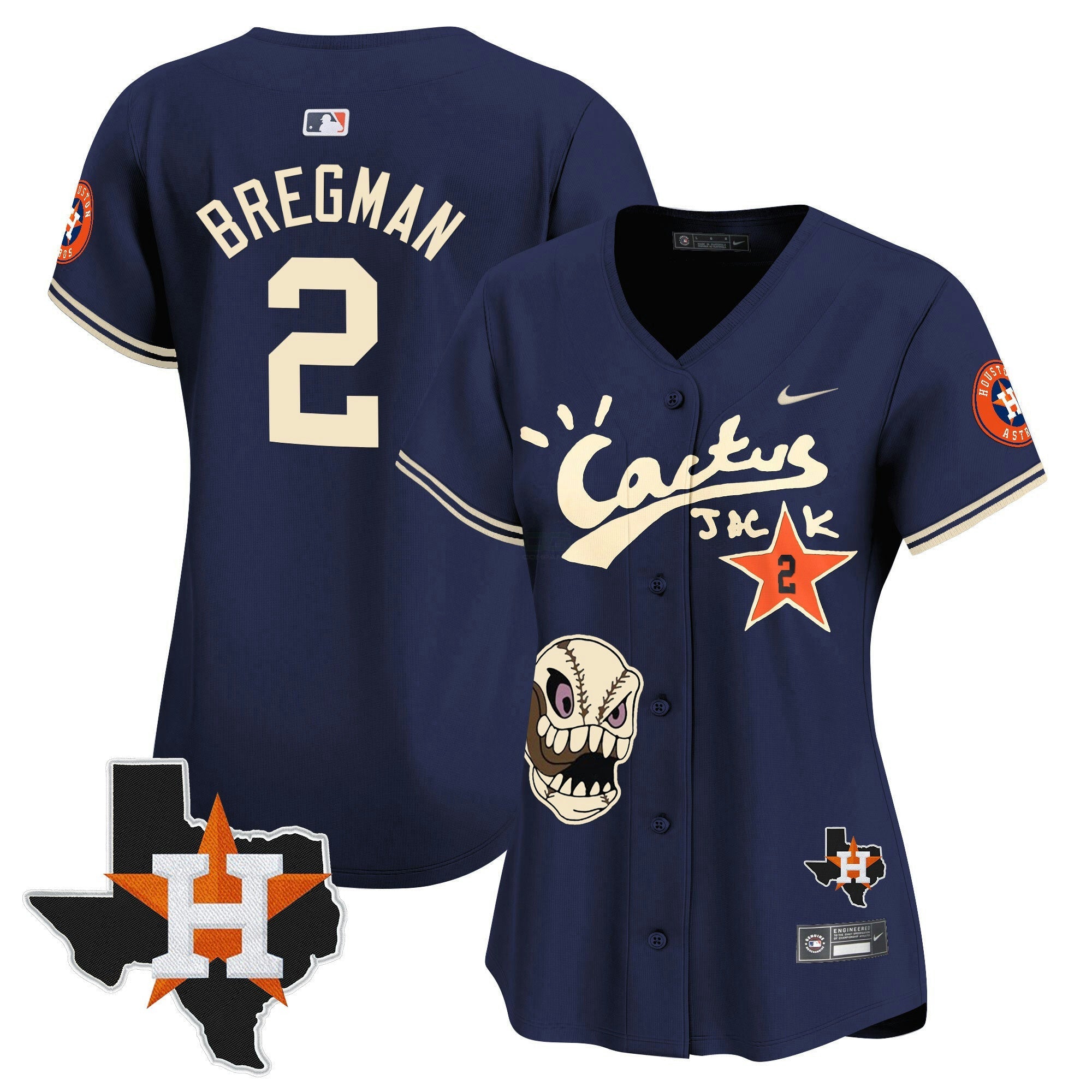 Camisa MLB Women’s Houston Cactus Jack Patch Vapor Premier Limited Jersey