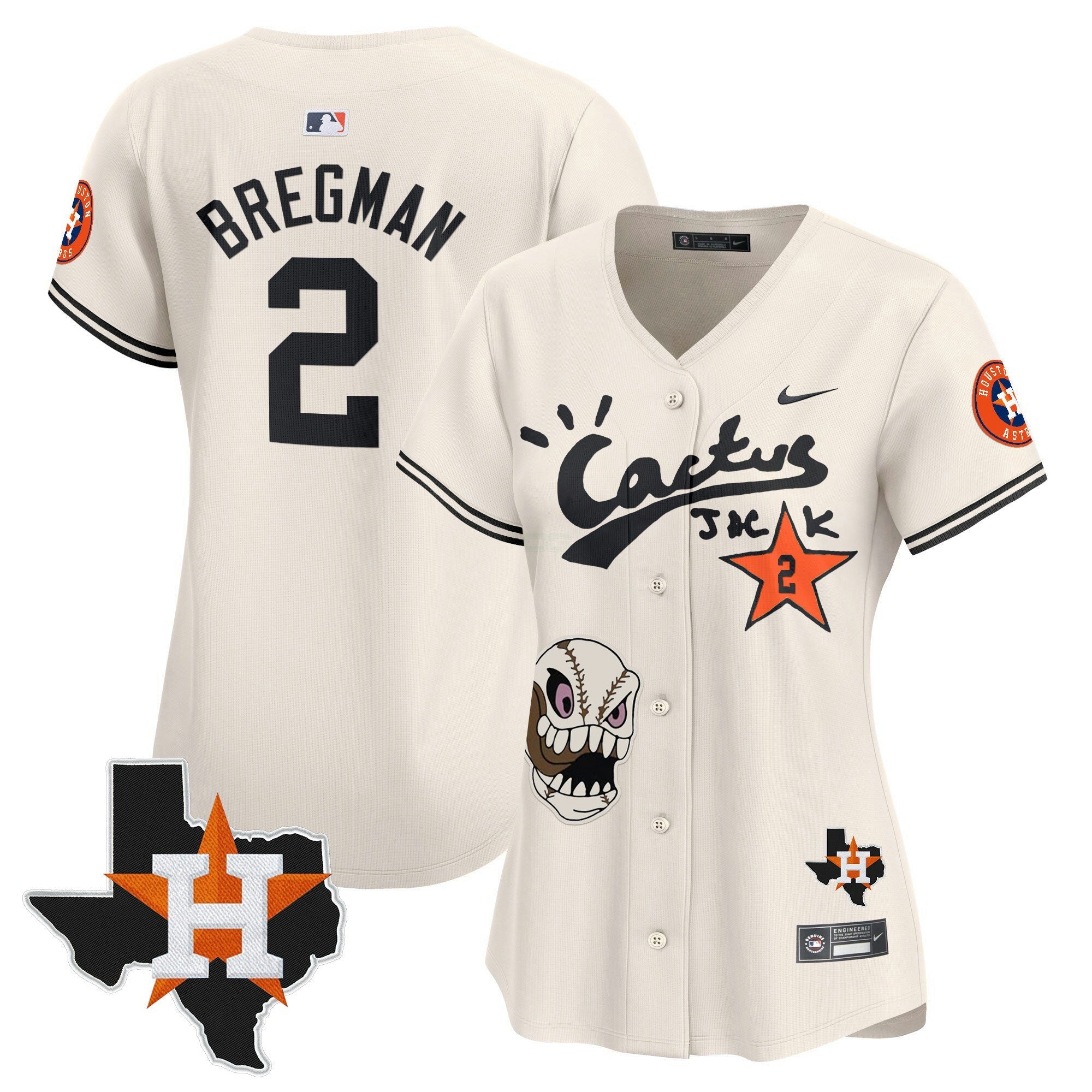 Camisa MLB Women’s Houston Cactus Jack Patch Vapor Premier Limited Jersey