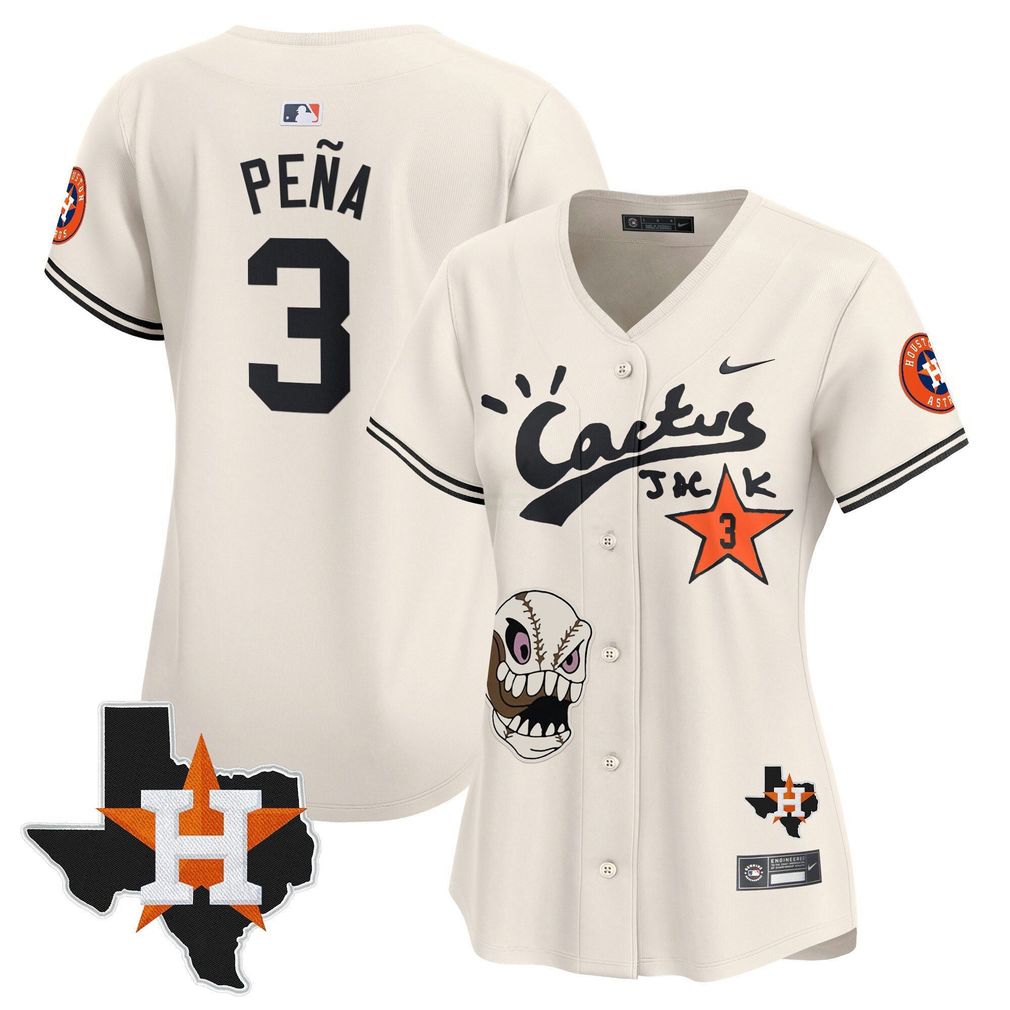 Camisa MLB Women’s Houston Cactus Jack Patch Vapor Premier Limited Jersey