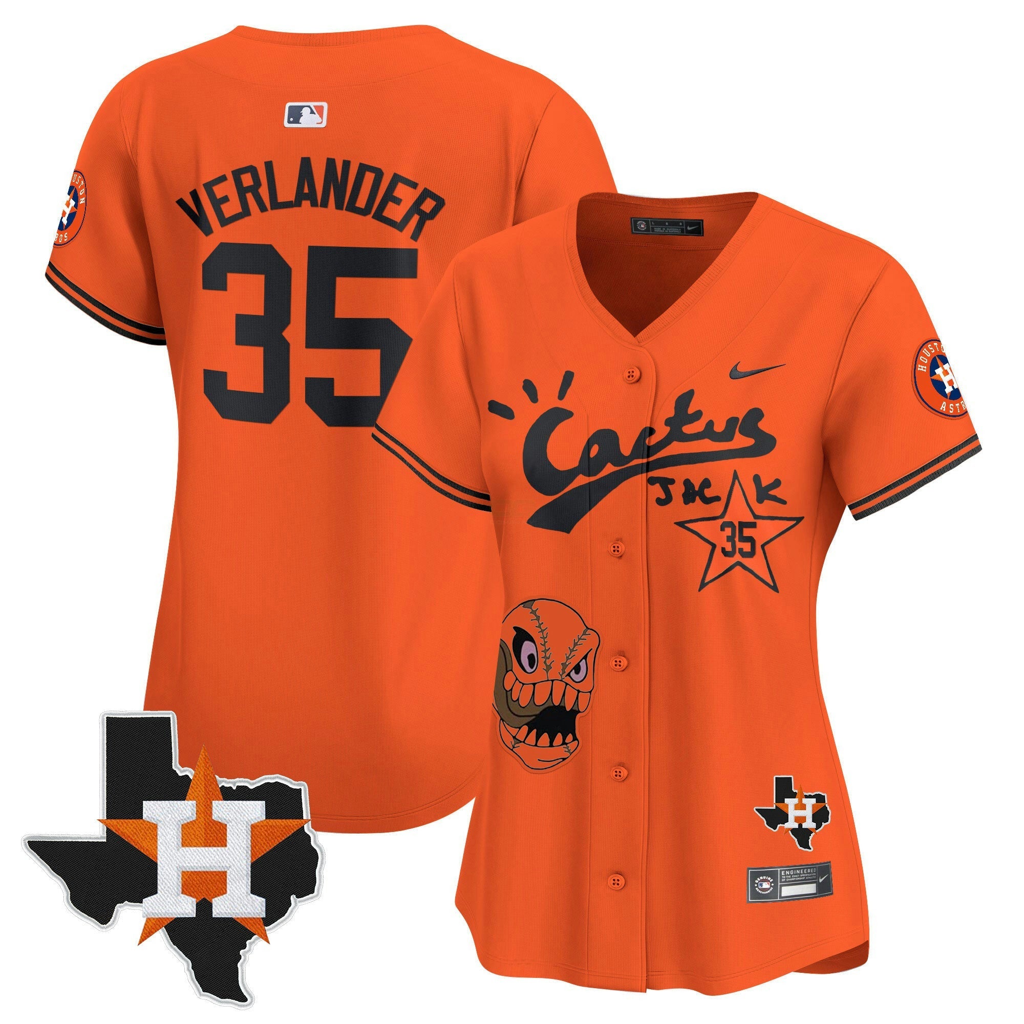 Camisa MLB Women’s Houston Cactus Jack Patch Vapor Premier Limited Jersey