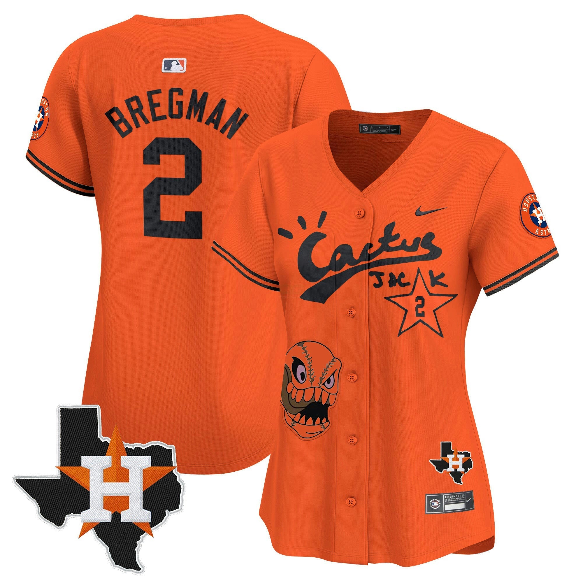 Camisa MLB Women’s Houston Cactus Jack Patch Vapor Premier Limited Jersey