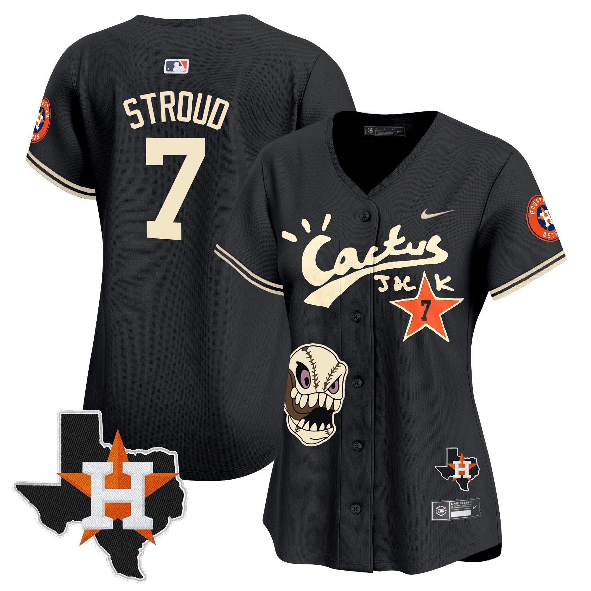Camisa MLB Women’s Houston Cactus Jack Patch Vapor Premier Limited Jersey