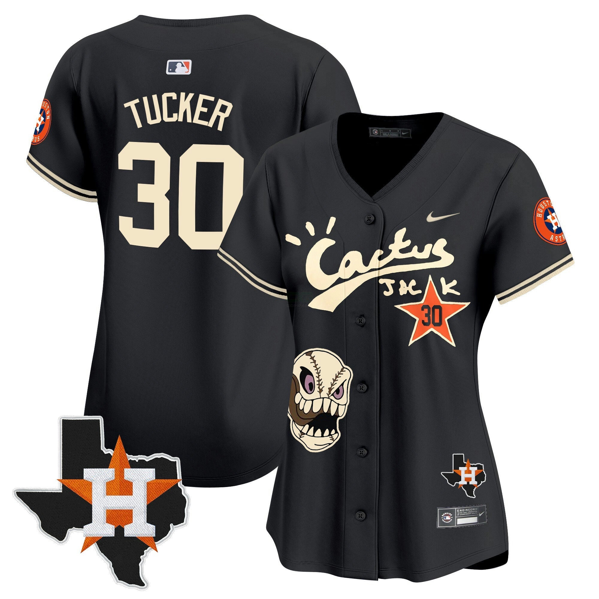 Camisa MLB Women’s Houston Cactus Jack Patch Vapor Premier Limited Jersey