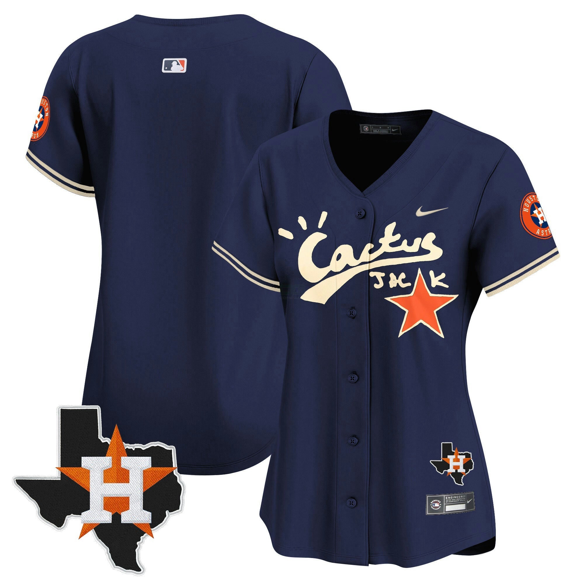 Camisa MLB Women’s Houston Cactus Jack Patch Vapor Premier Limited Jersey V10 – Stitched