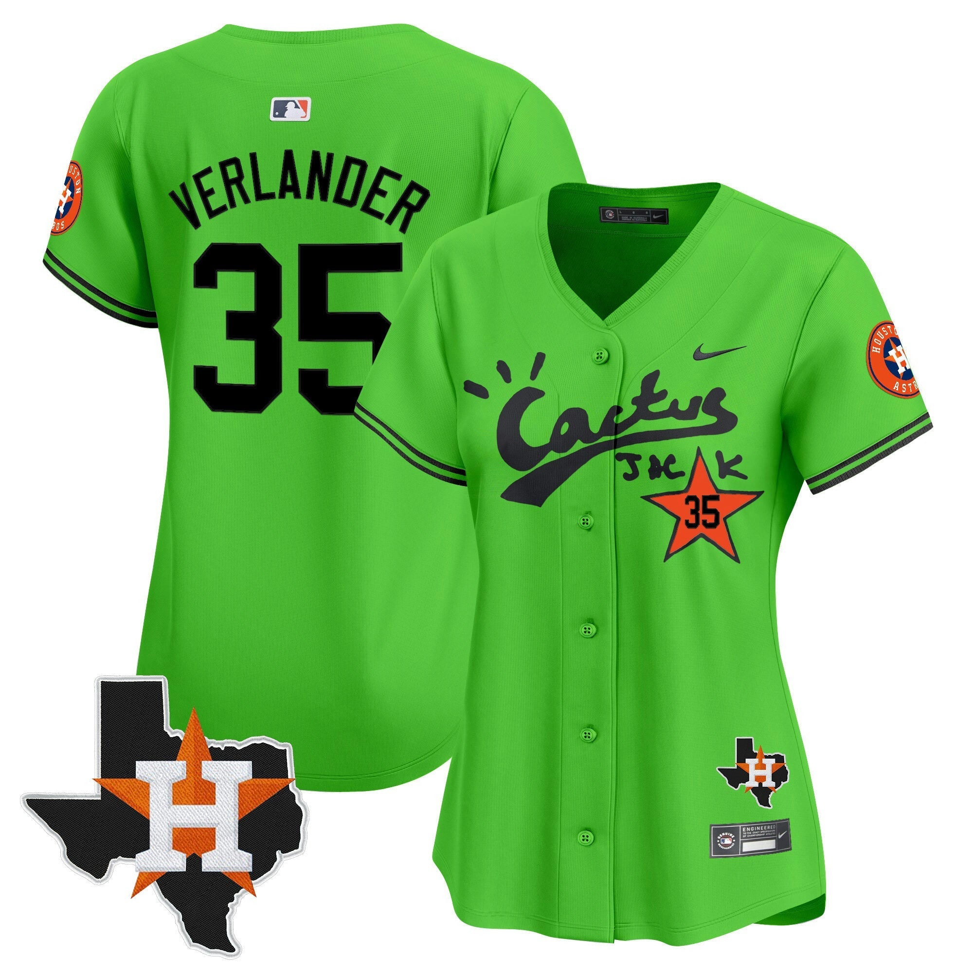 Camisa MLB Women’s Houston Cactus Jack Patch Vapor Premier Limited Jersey V11 – Stitched