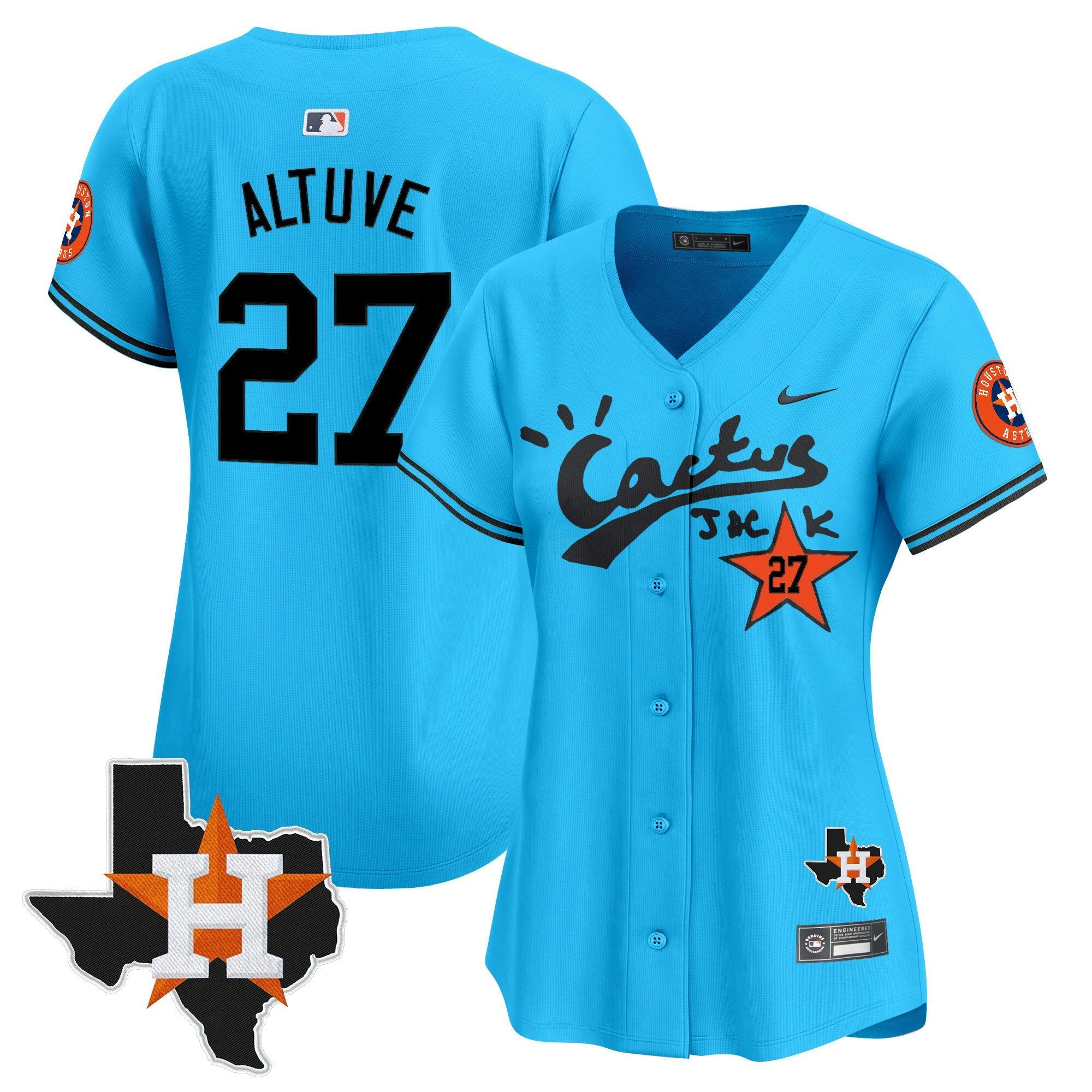 Camisa MLB Women’s Houston Cactus Jack Patch Vapor Premier Limited Jersey V11 – Stitched