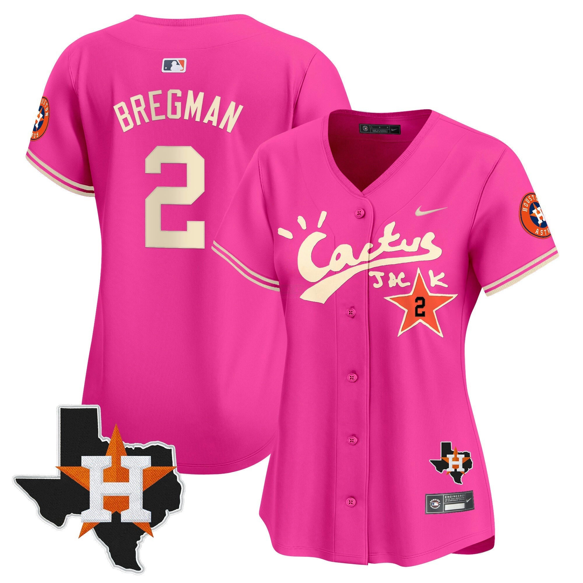 Camisa MLB Women’s Houston Cactus Jack Patch Vapor Premier Limited Jersey V11 – Stitched