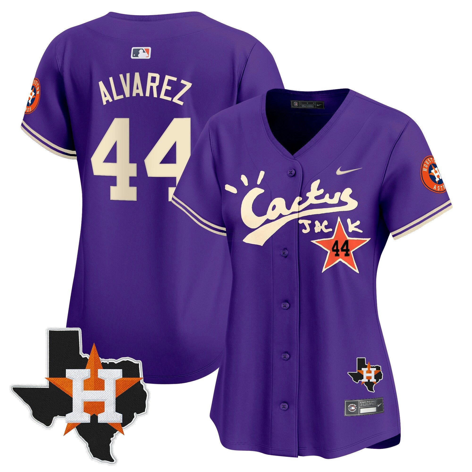 Camisa MLB Women’s Houston Cactus Jack Patch Vapor Premier Limited Jersey V11 – Stitched