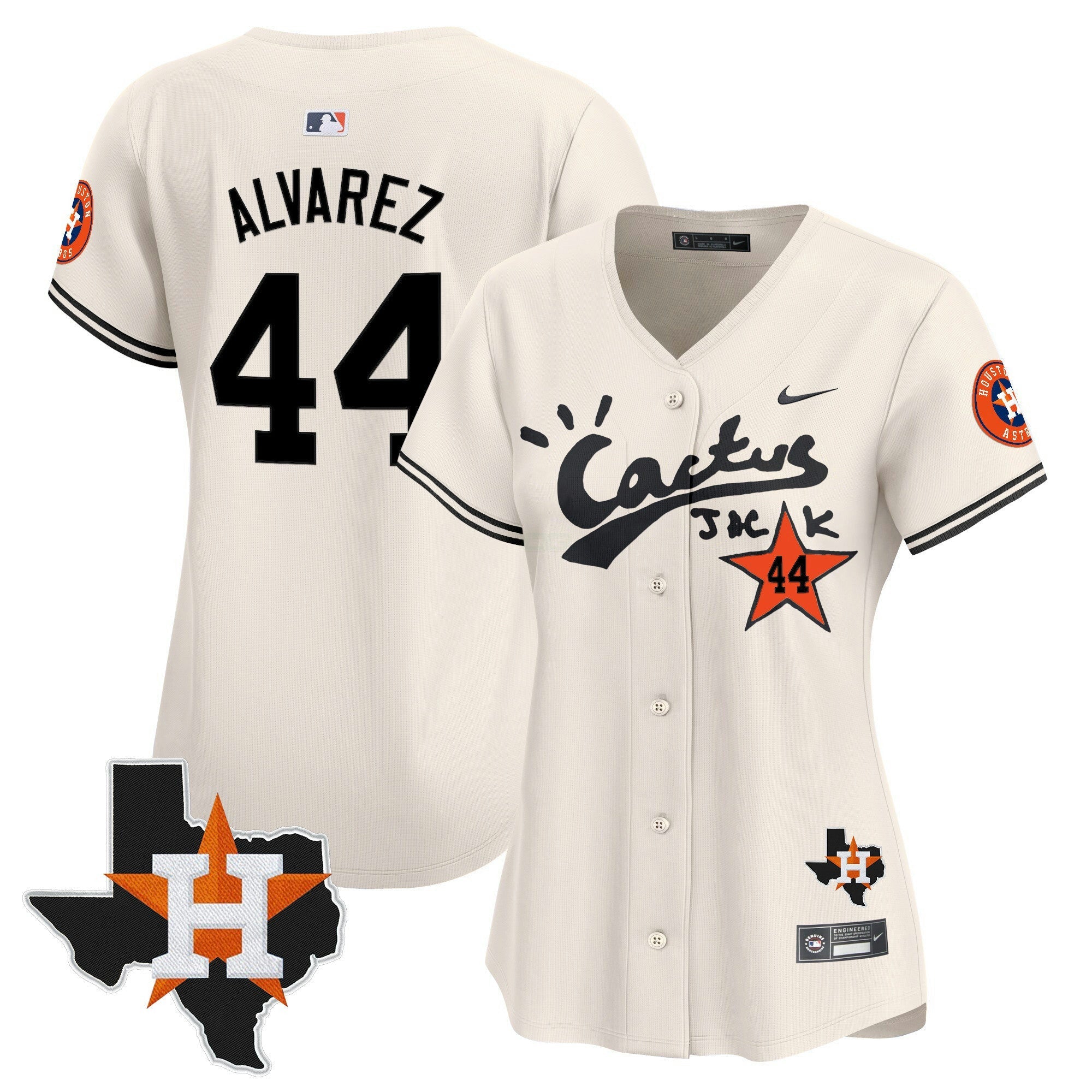 Camisa MLB Women’s Houston Cactus Jack Patch Vapor Premier Limited Jersey V11 – Stitched