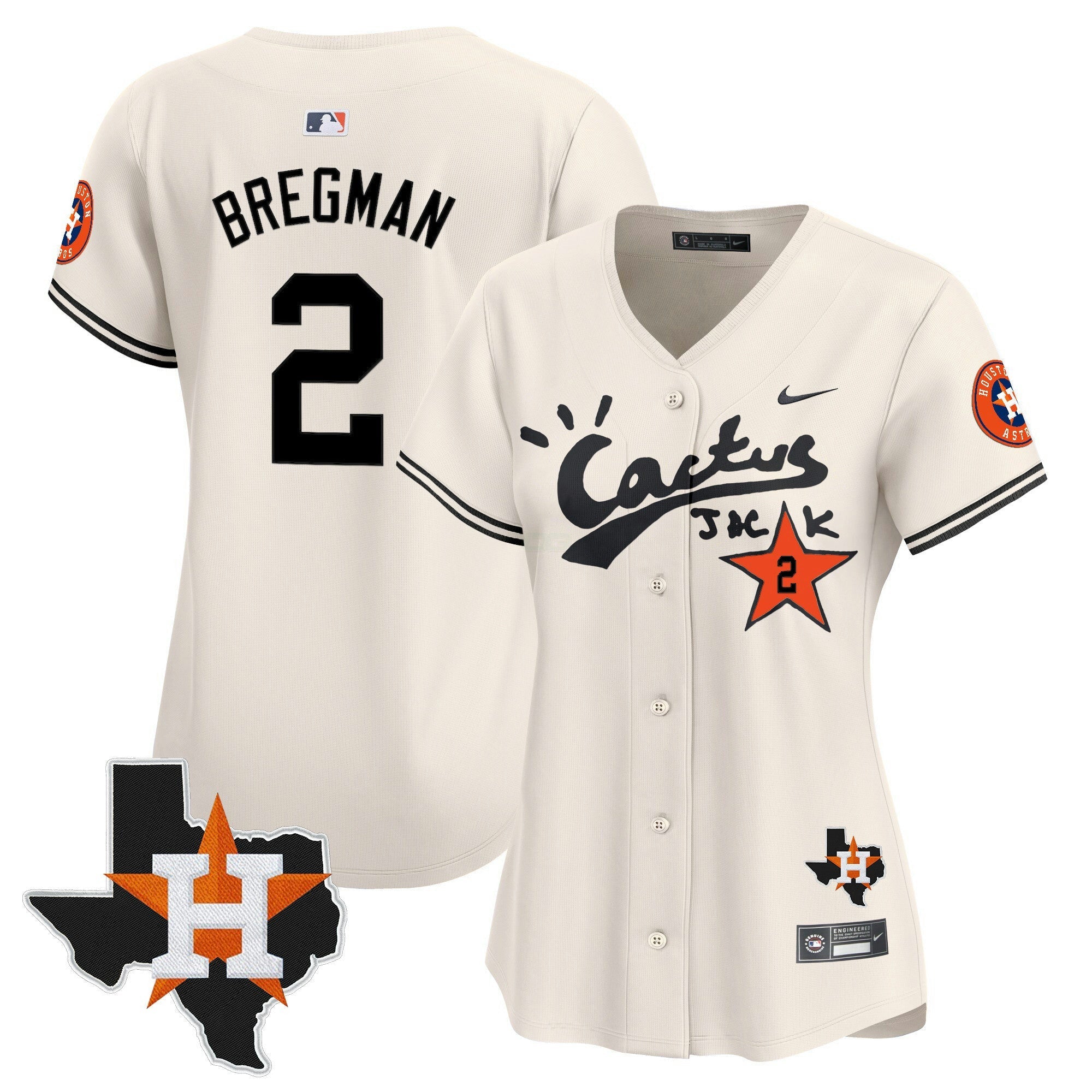 Camisa MLB Women’s Houston Cactus Jack Patch Vapor Premier Limited Jersey V11 – Stitched