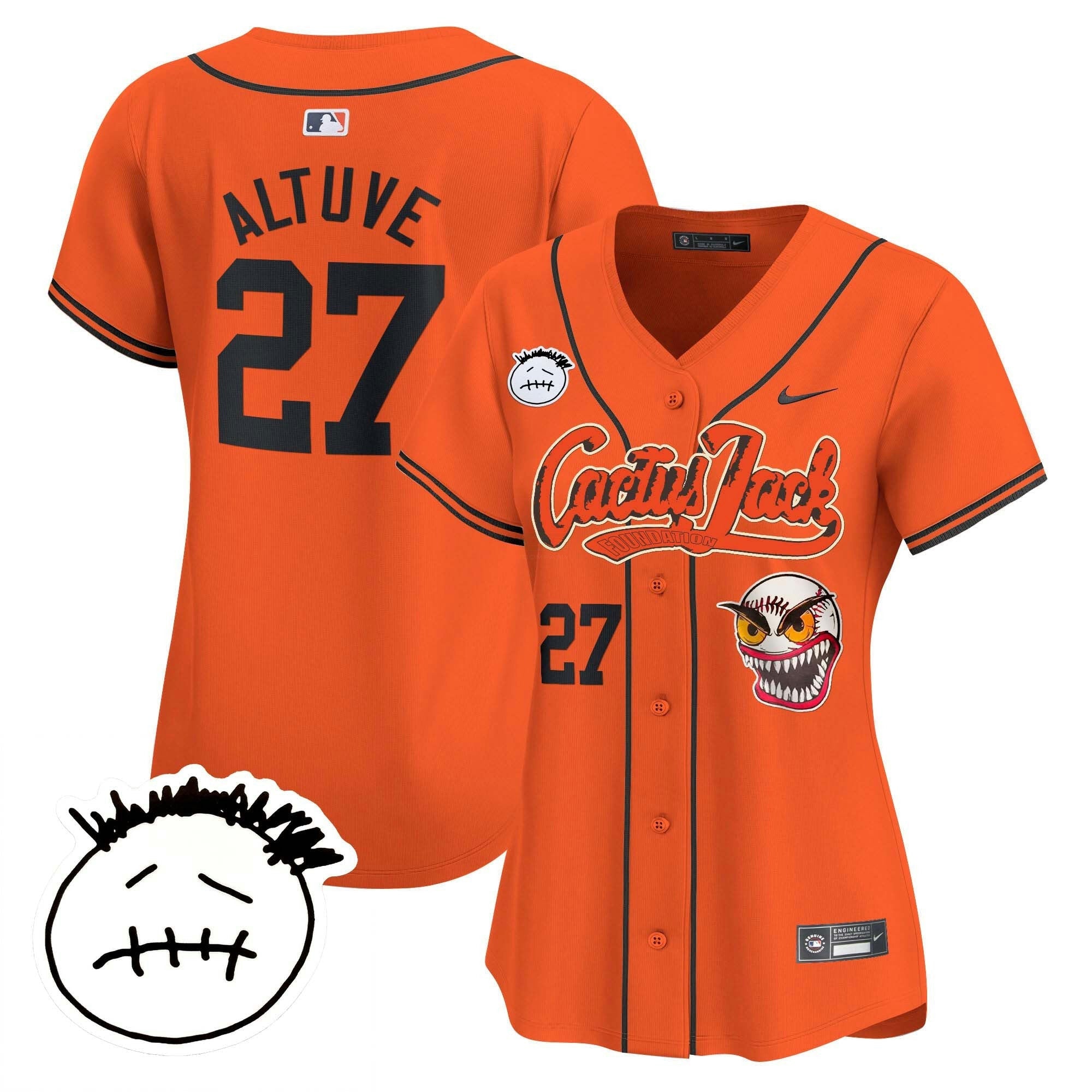 Camisa MLB Women’s Houston Cactus Jack Patch Vapor Premier Limited Jersey V3 – Stitched
