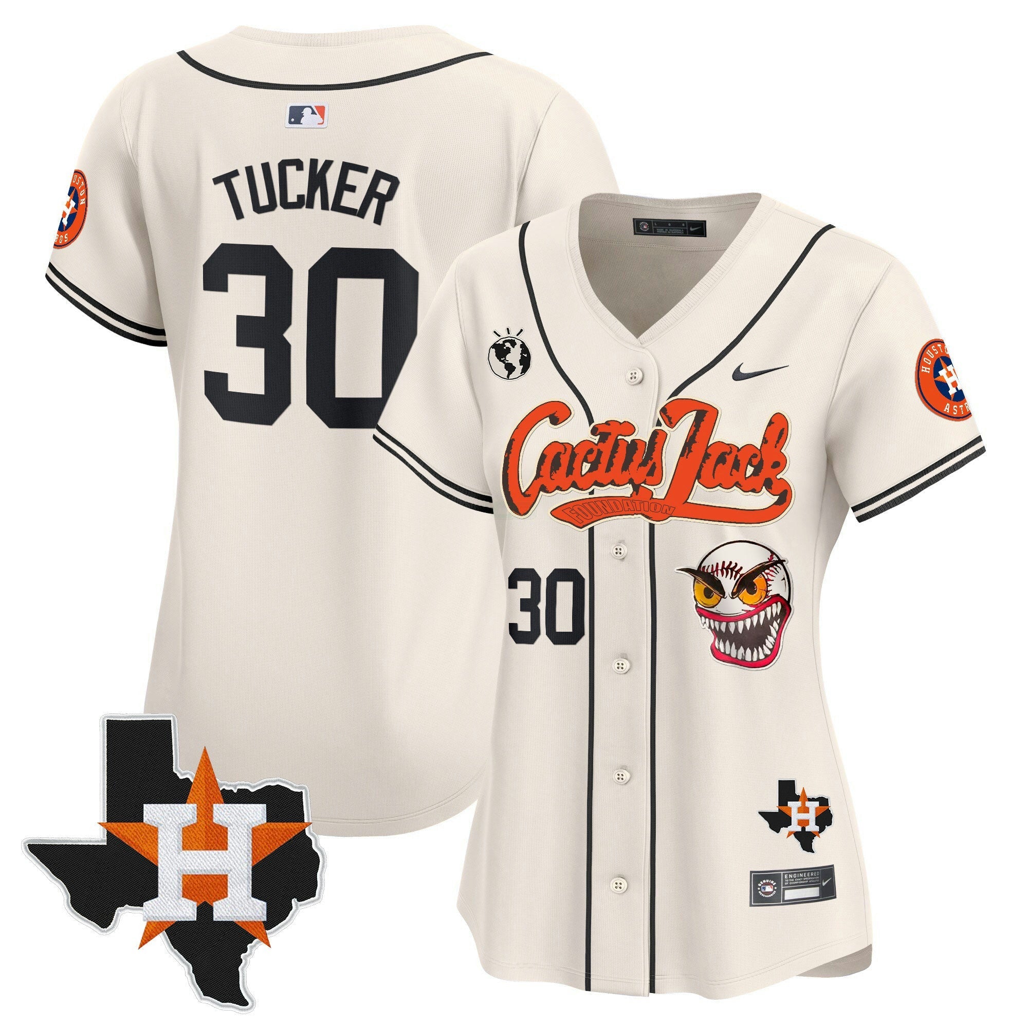 Camisa MLB Women’s Houston Cactus Jack Patch Vapor Premier Limited Jersey V6 – Stitched