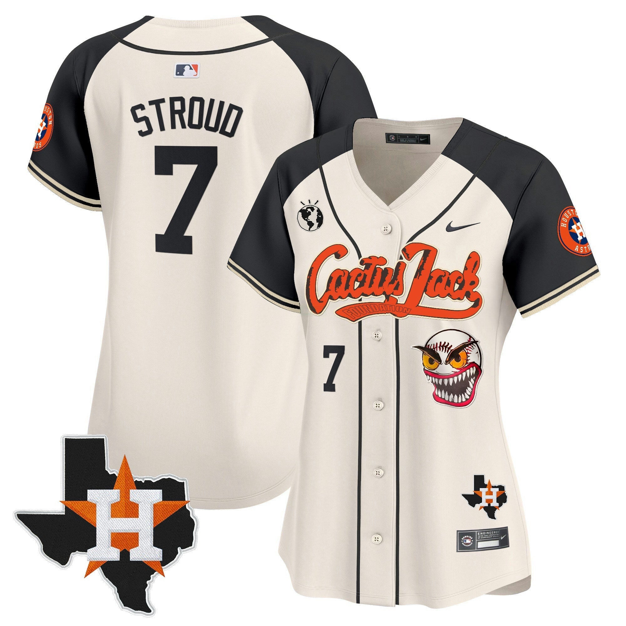 Camisa MLB Women’s Houston Cactus Jack Patch Vapor Premier Limited Jersey V6 – Stitched