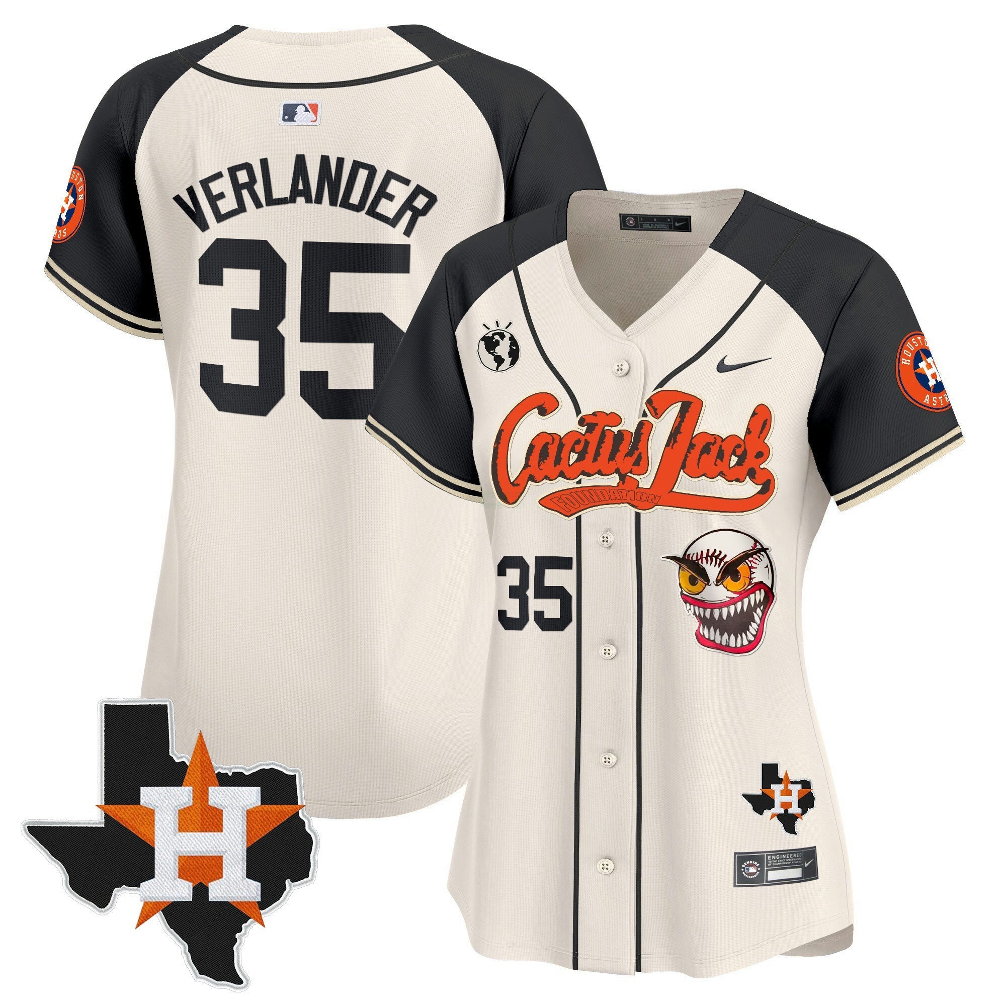 Camisa MLB Women’s Houston Cactus Jack Patch Vapor Premier Limited Jersey V6 – Stitched
