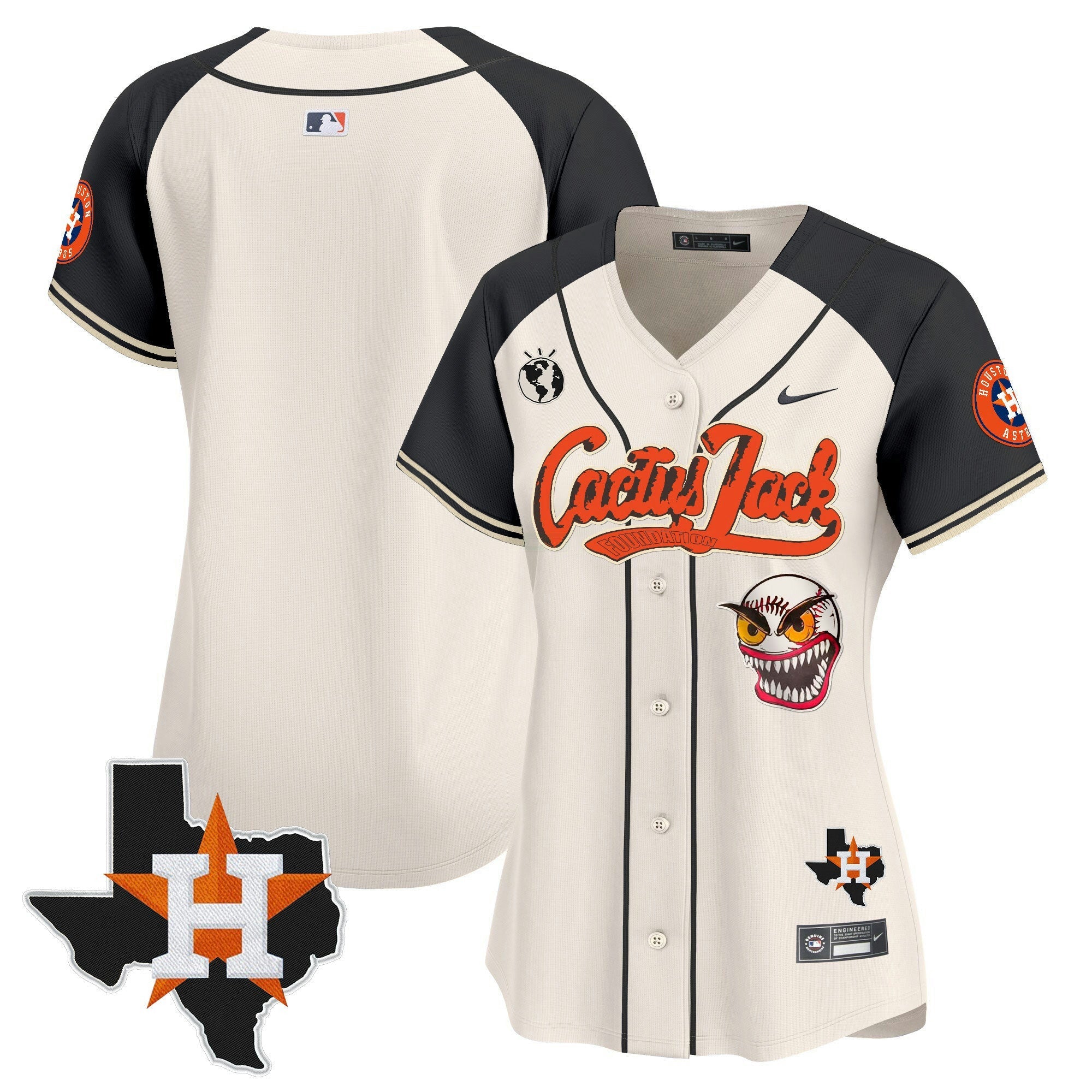 Camisa MLB Women’s Houston Cactus Jack Patch Vapor Premier Limited Jersey V6 – Stitched