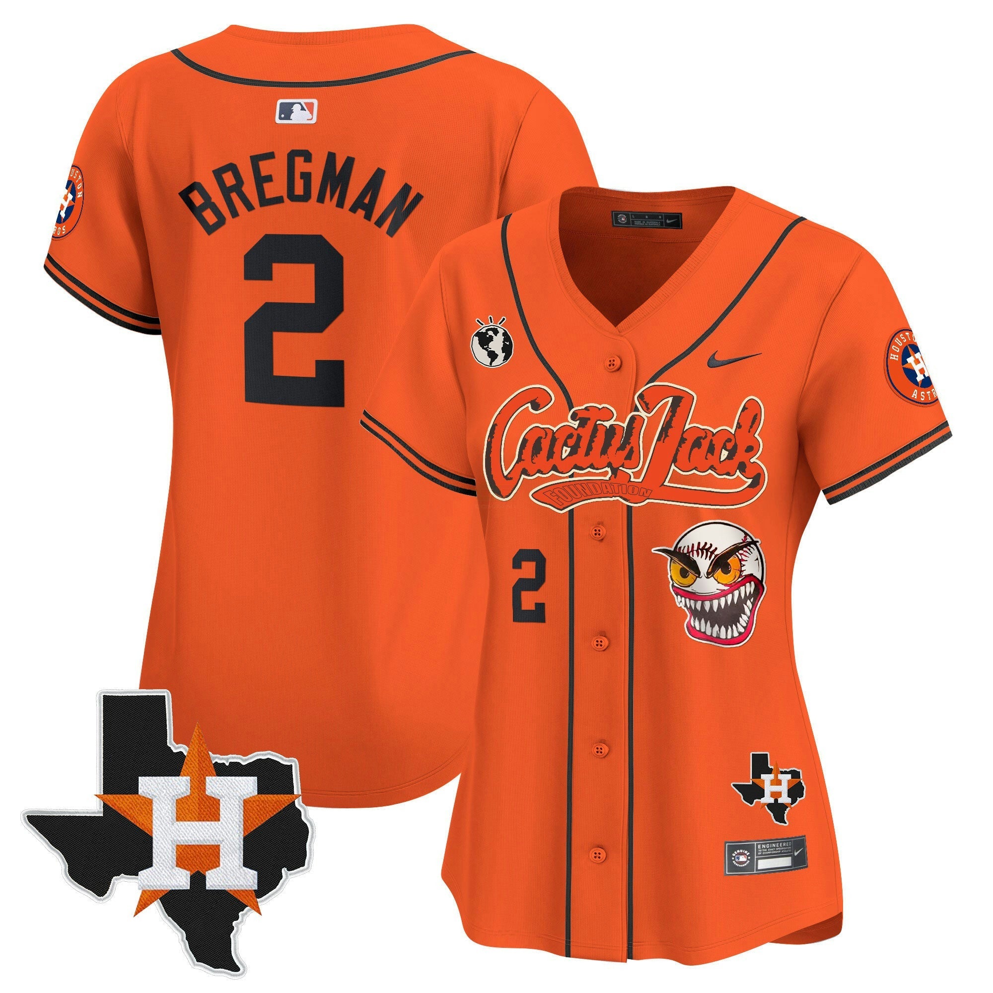 Camisa MLB Women’s Houston Cactus Jack Patch Vapor Premier Limited Jersey V6 – Stitched