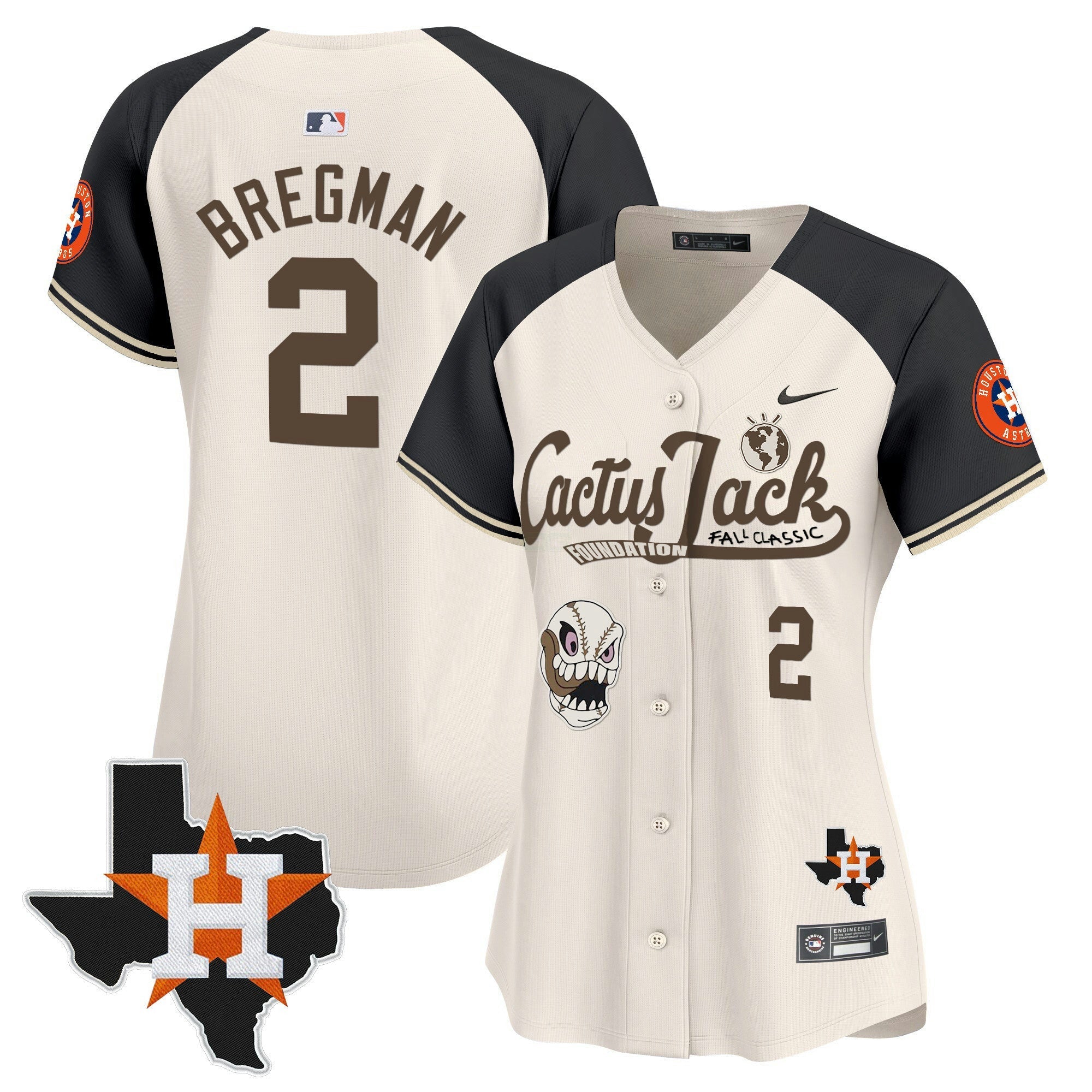 Camisa MLB Women’s Houston Cactus Jack Patch Vapor Premier Limited Jersey V8 – Stitched