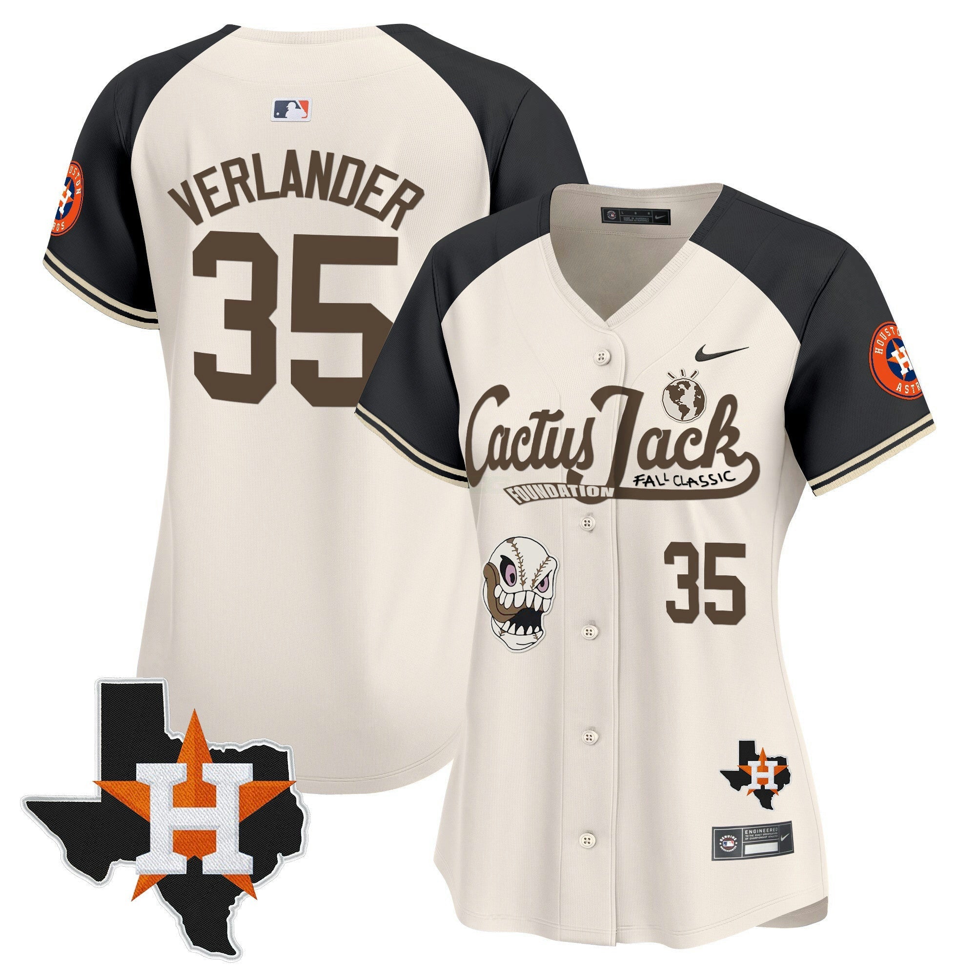 Camisa MLB Women’s Houston Cactus Jack Patch Vapor Premier Limited Jersey V8 – Stitched