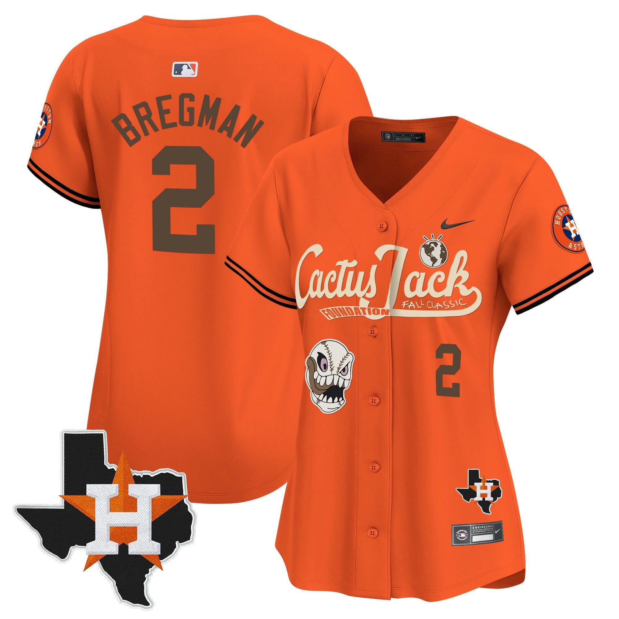 Camisa MLB Women’s Houston Cactus Jack Patch Vapor Premier Limited Jersey V8 – Stitched