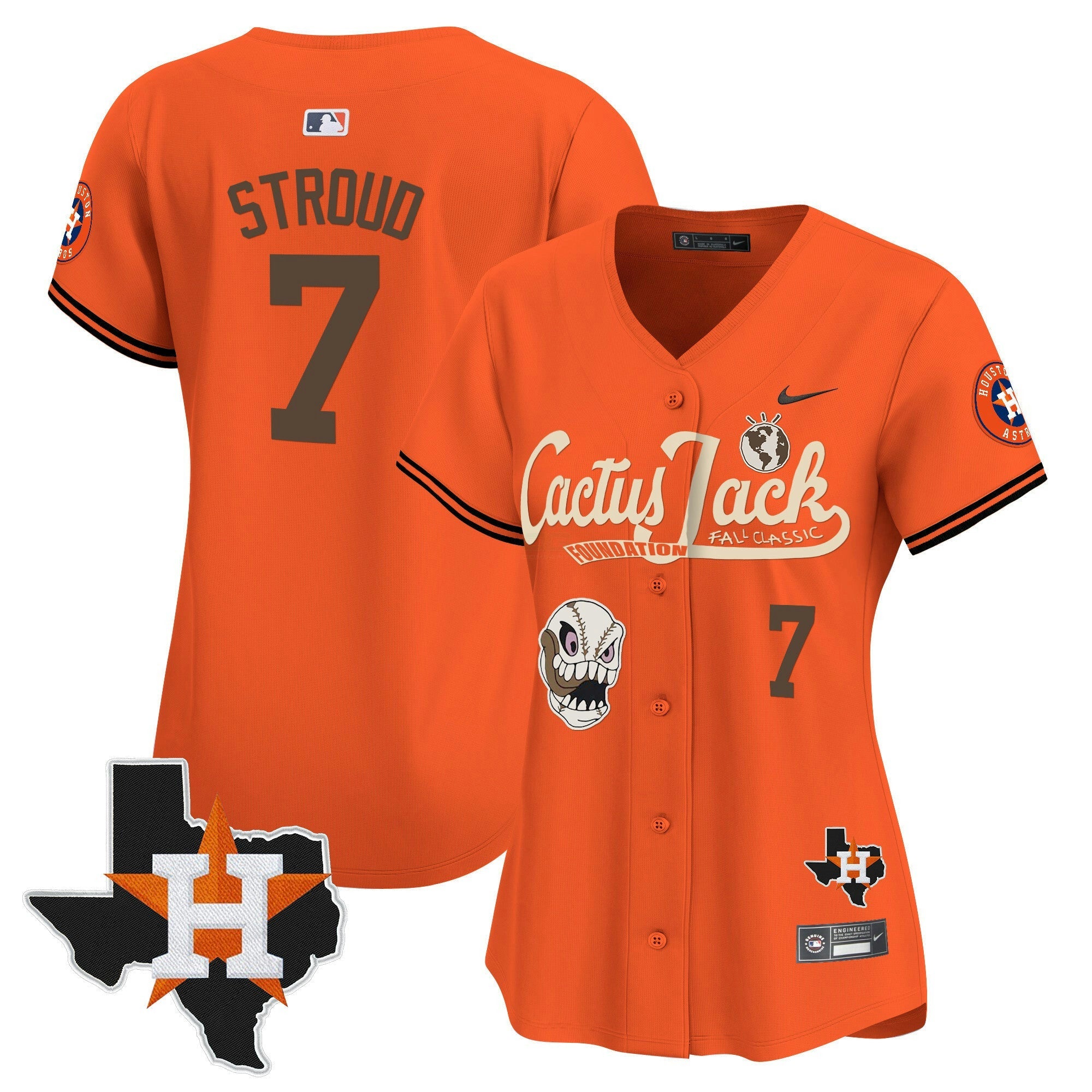 Camisa MLB Women’s Houston Cactus Jack Patch Vapor Premier Limited Jersey V8 – Stitched