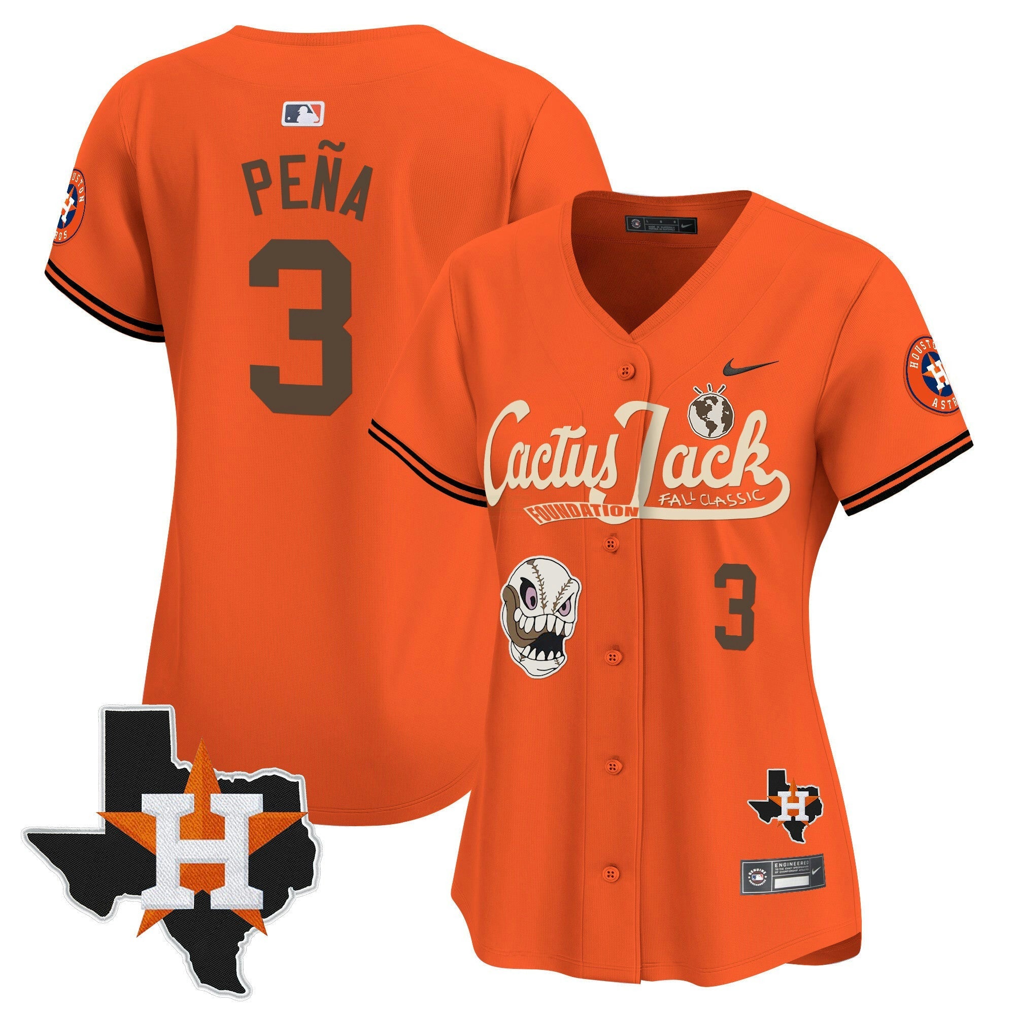 Camisa MLB Women’s Houston Cactus Jack Patch Vapor Premier Limited Jersey V8 – Stitched