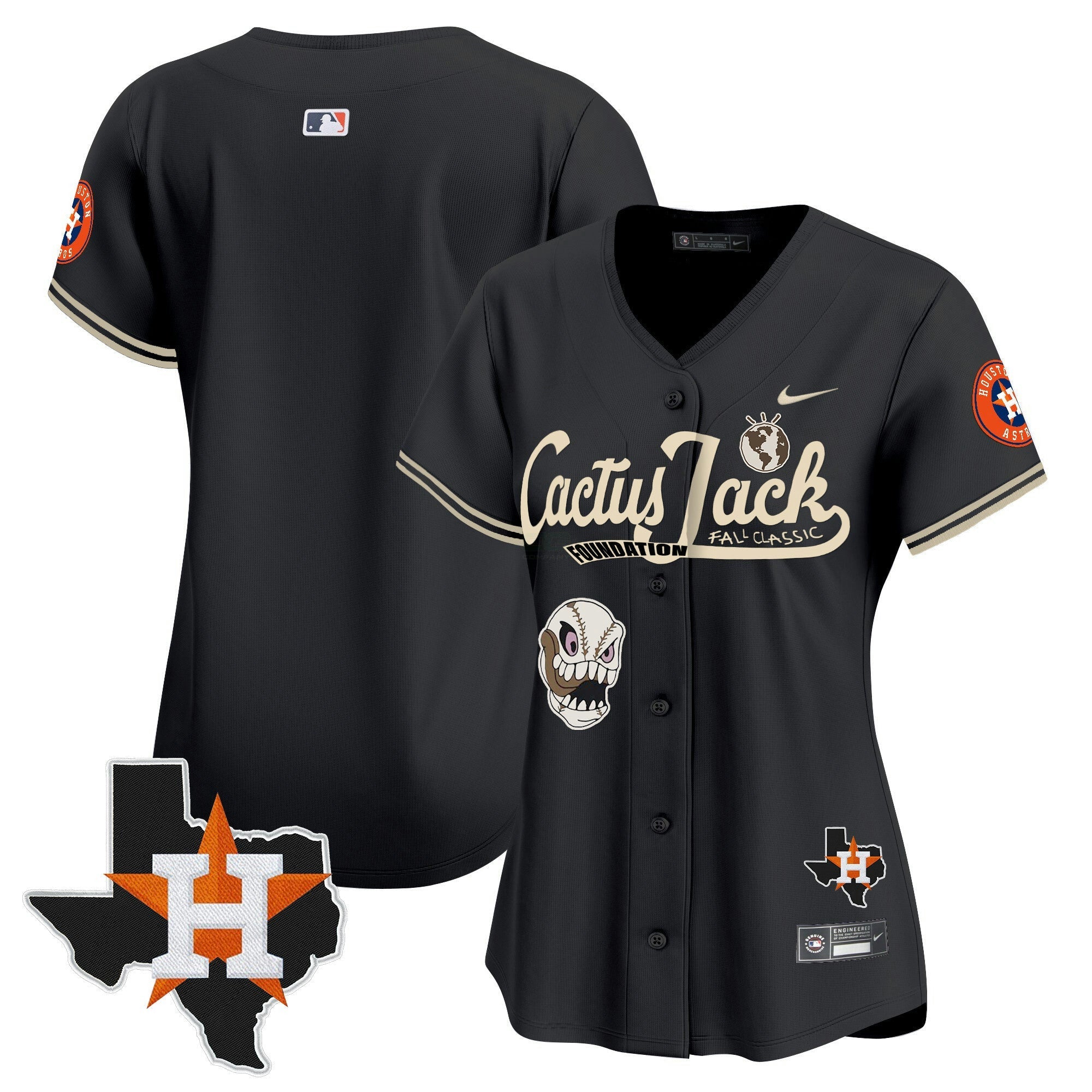 Camisa MLB Women’s Houston Cactus Jack Patch Vapor Premier Limited Jersey V8 – Stitched