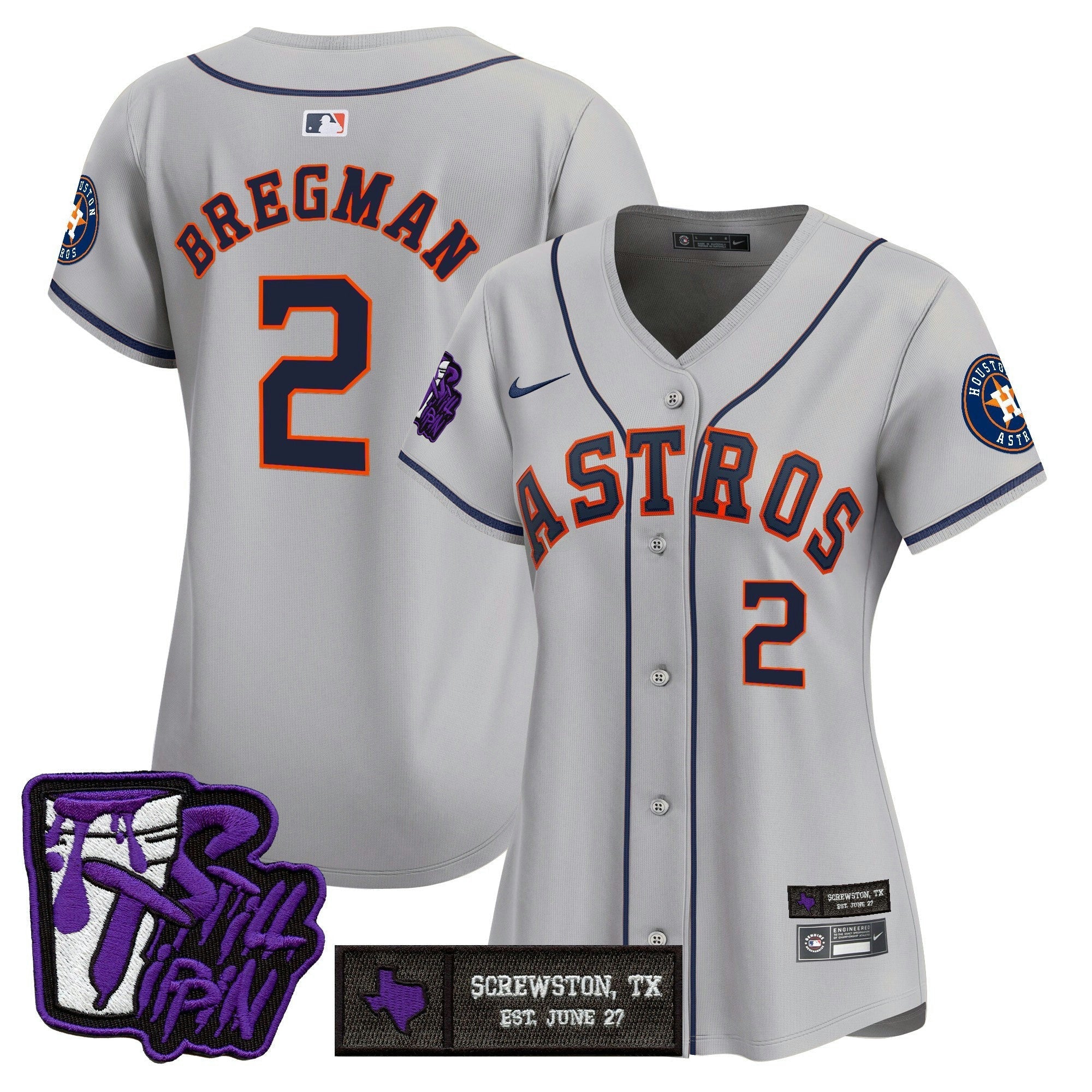 Camisa MLB Women’s Houston DJ Screw Still Tippin Purple Patch Vapor Premier Limited Jersey