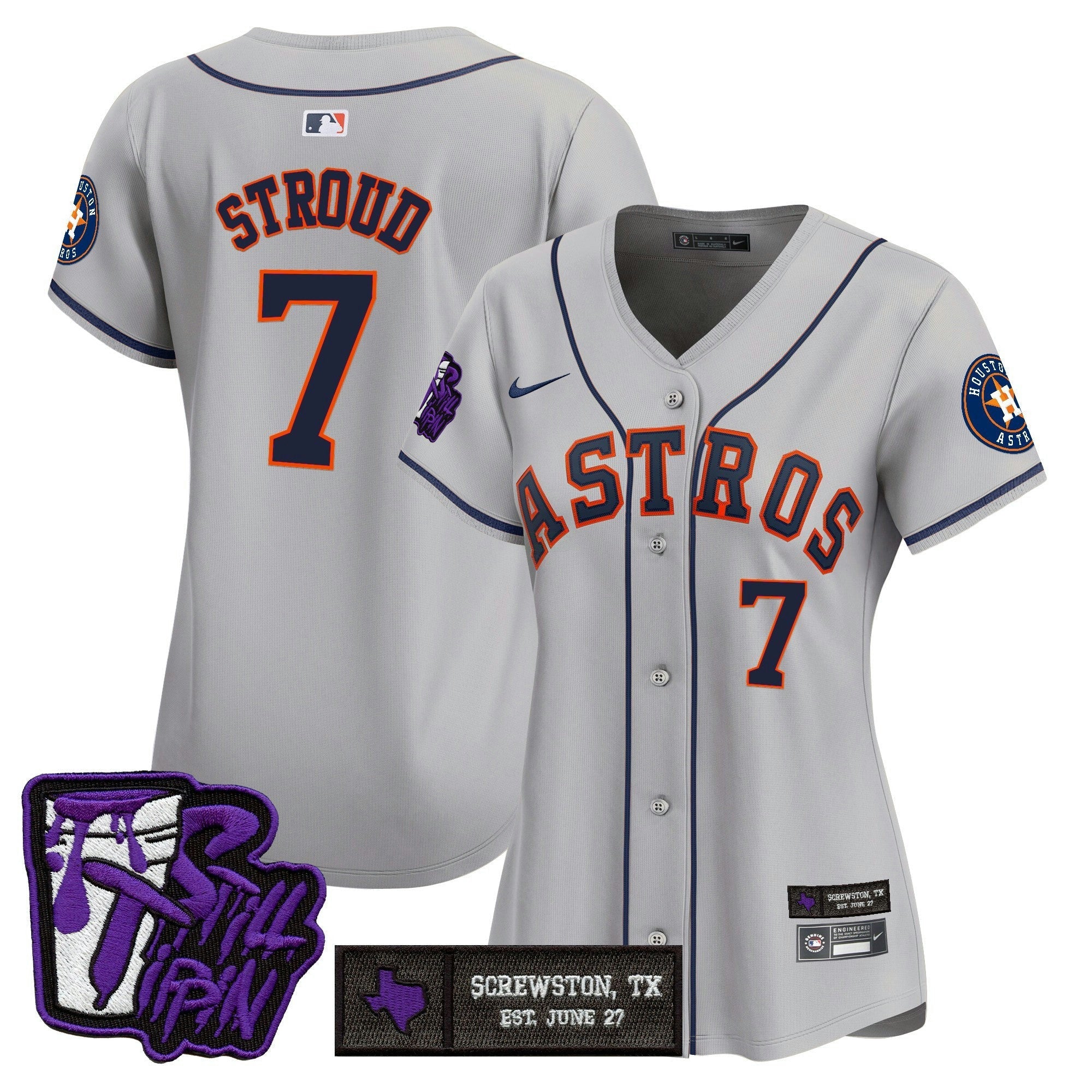 Camisa MLB Women’s Houston DJ Screw Still Tippin Purple Patch Vapor Premier Limited Jersey