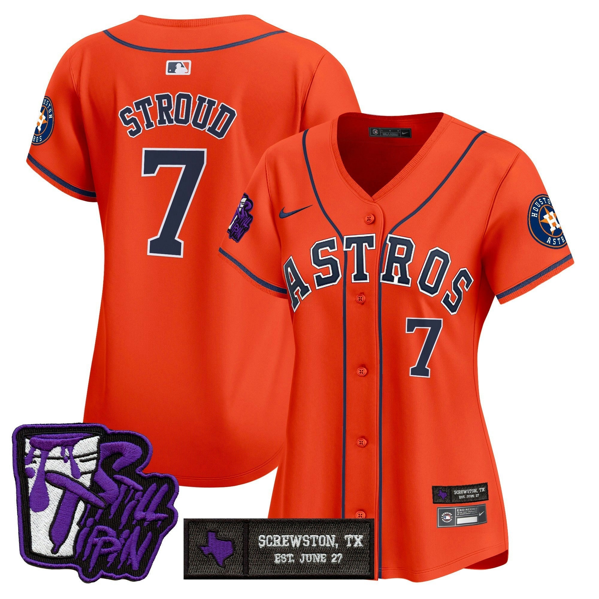 Camisa MLB Women’s Houston DJ Screw Still Tippin Purple Patch Vapor Premier Limited Jersey