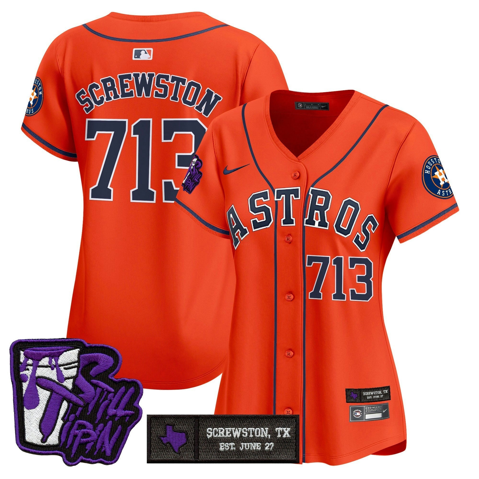 Camisa MLB Women’s Houston DJ Screw Still Tippin Purple Patch Vapor Premier Limited Jersey
