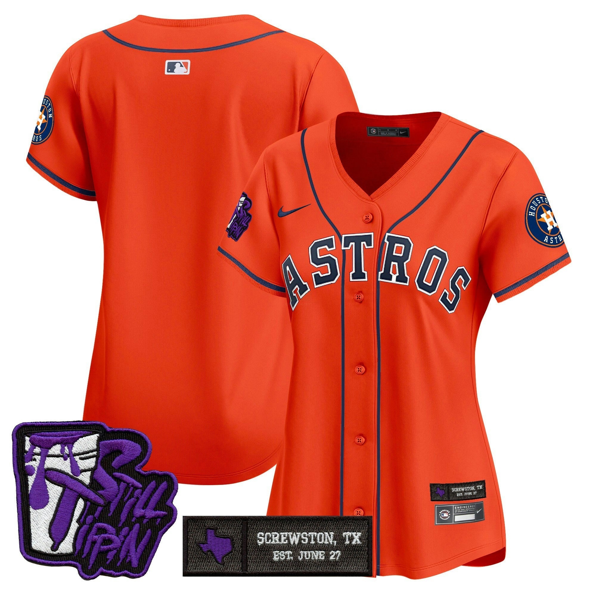 Camisa MLB Women’s Houston DJ Screw Still Tippin Purple Patch Vapor Premier Limited Jersey