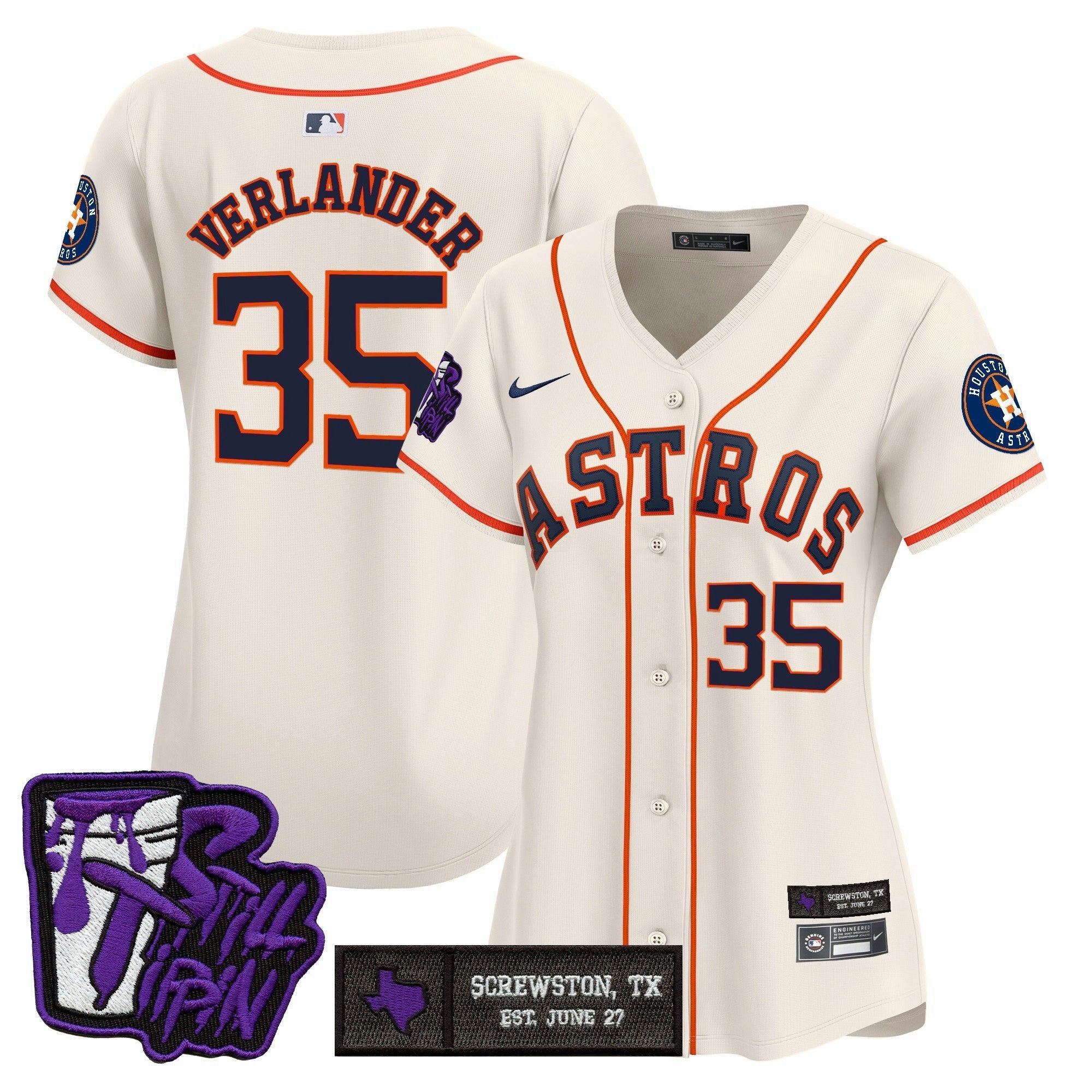 Camisa MLB Women’s Houston DJ Screw Still Tippin Purple Patch Vapor Premier Limited Jersey