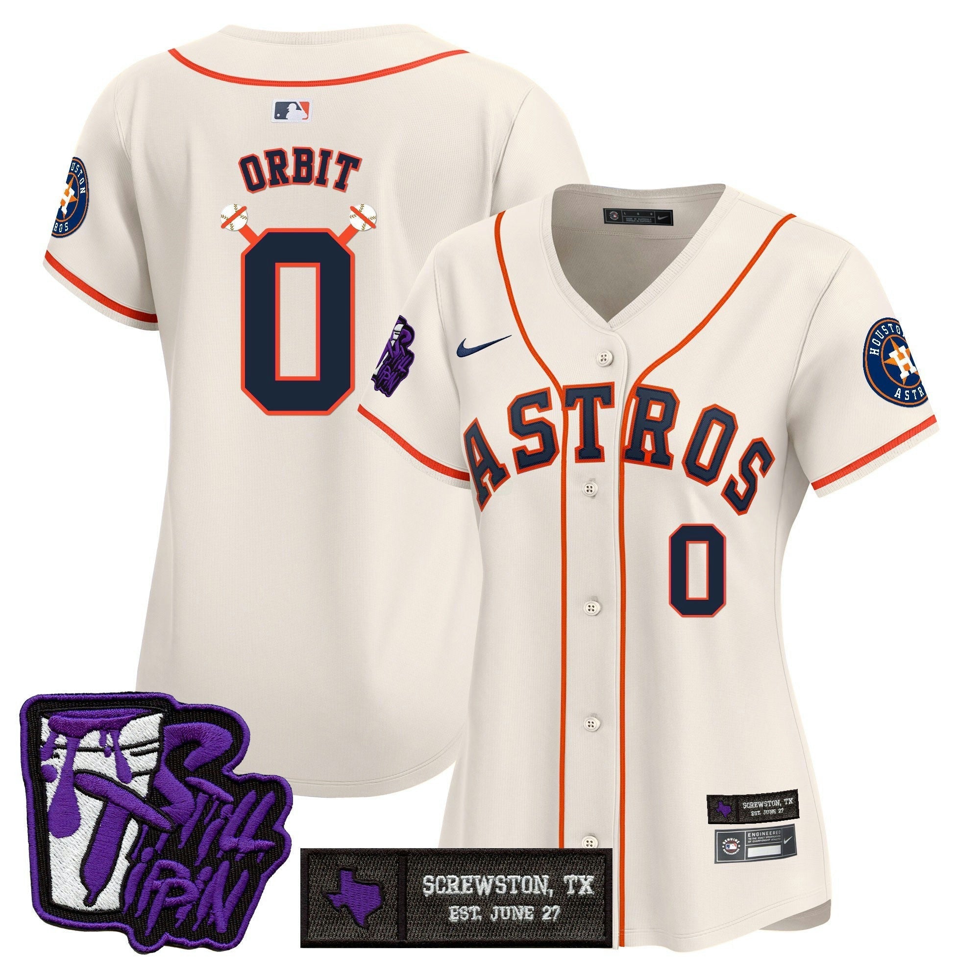 Camisa MLB Women’s Houston DJ Screw Still Tippin Purple Patch Vapor Premier Limited Jersey