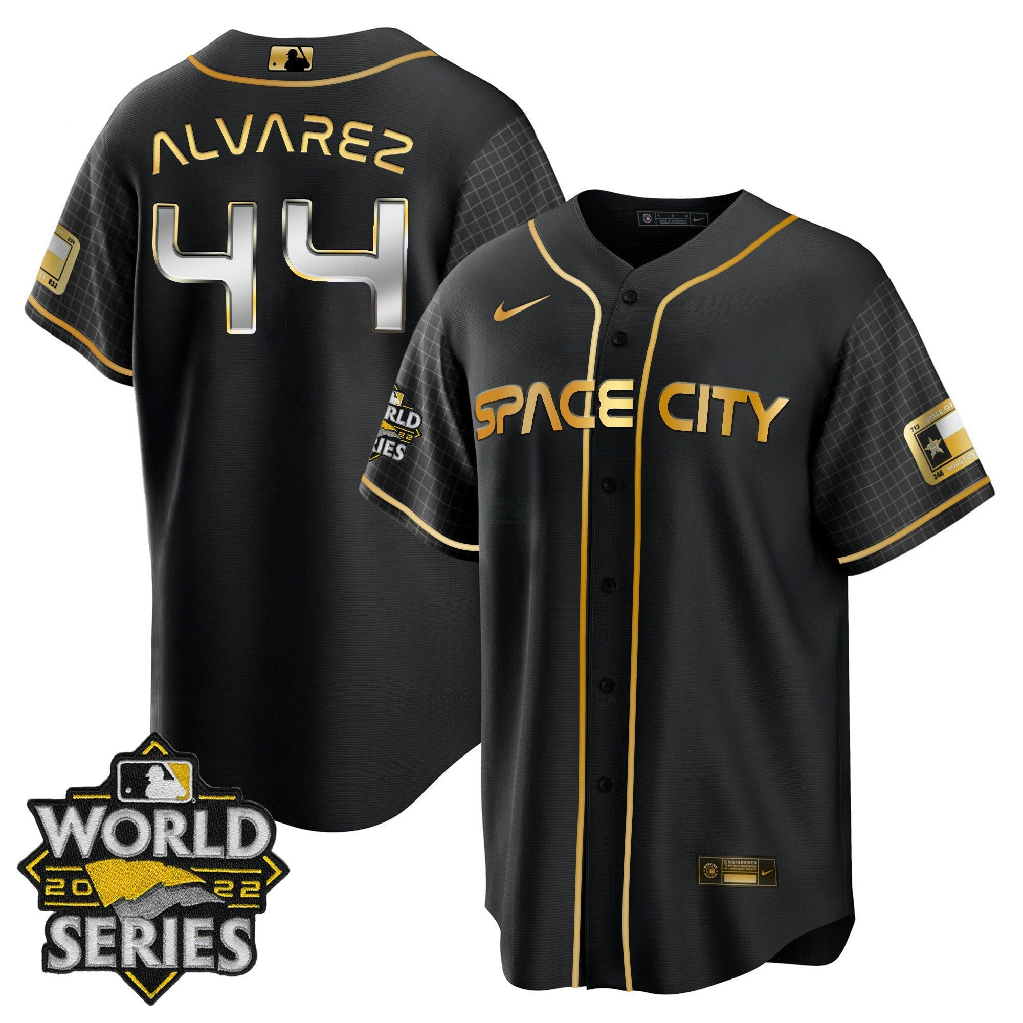 Camisa MLB Women’s Houston Space City Dourada 2022 World Series Jersey