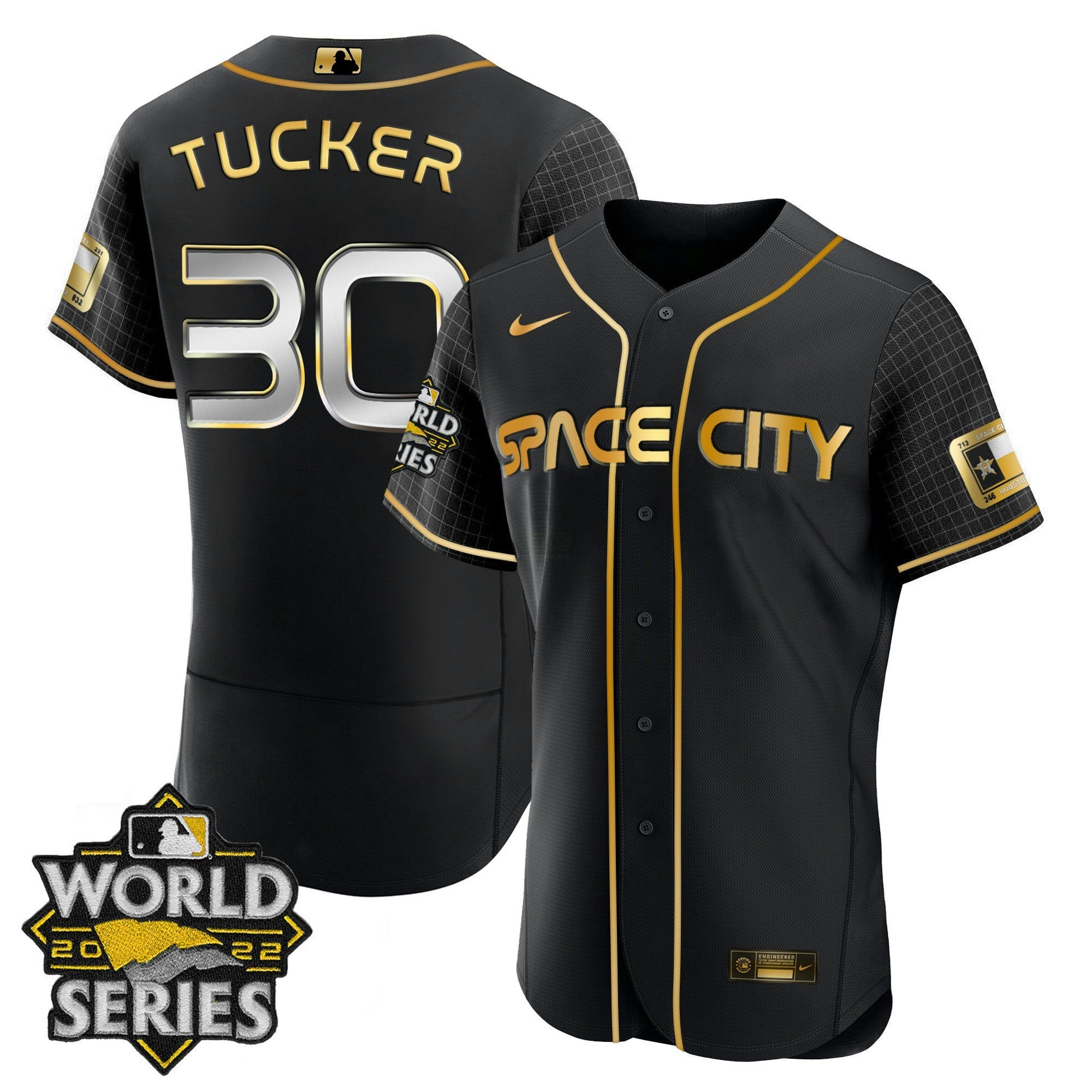 Camisa MLB Women’s Houston Space City Dourada 2022 World Series Jersey