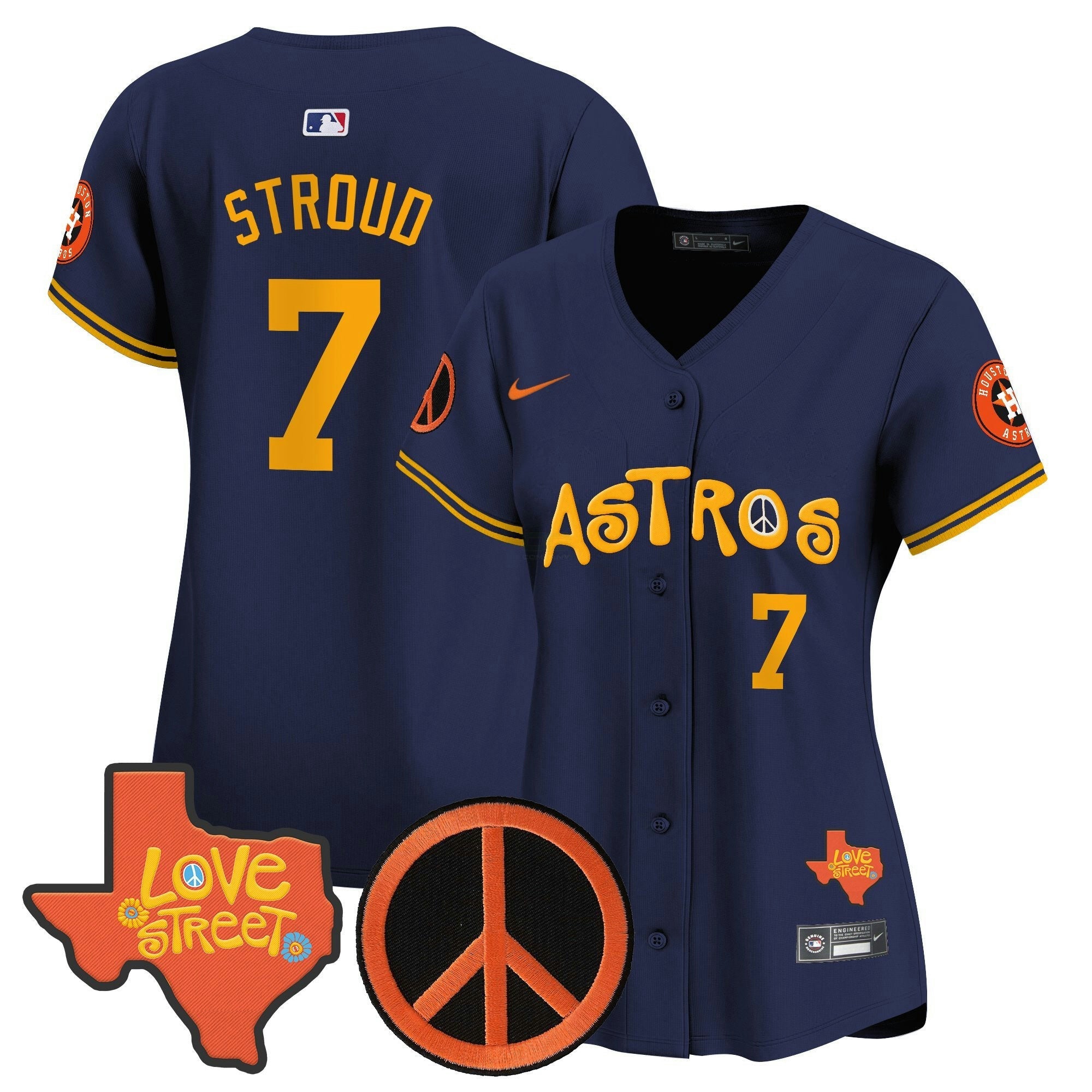 Camisa MLB Women’s Love Street & Peace Sign Patch Vapor Premier Limited Jersey