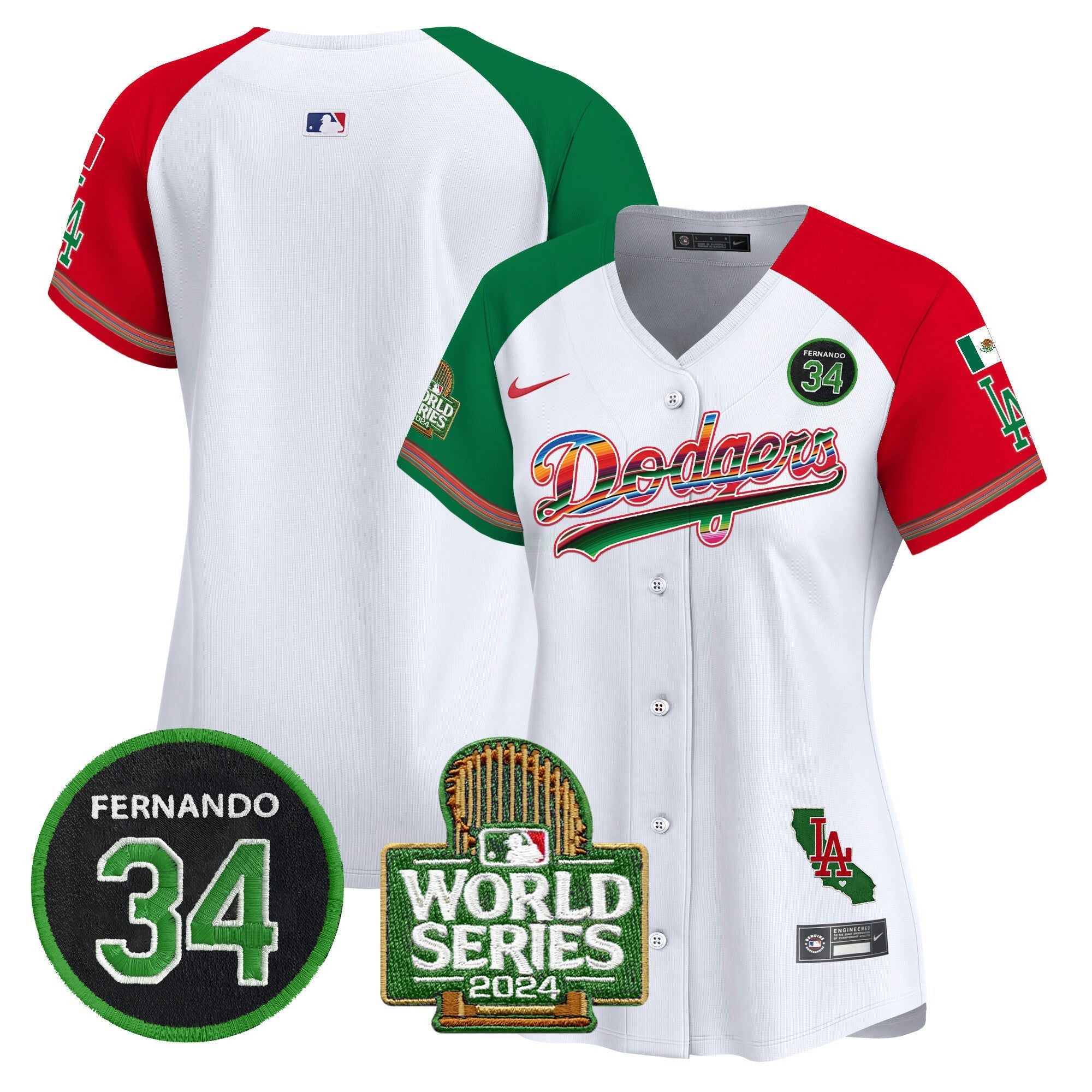 Camisa MLB Women’s Mexico Fernando Memorial & 2024 World Series Patch Vapor Premier Limited Jersey