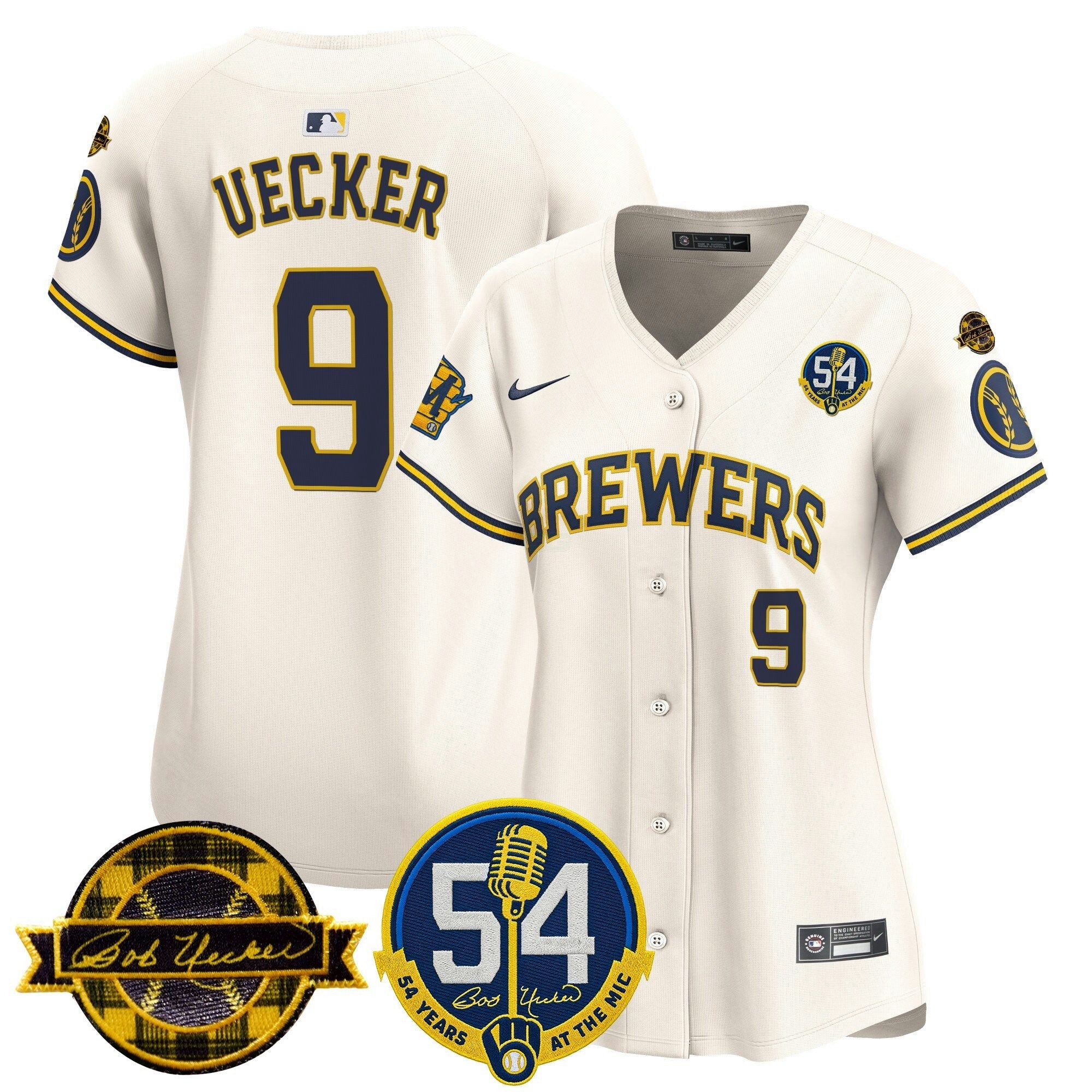 Camisa MLB Women’s Milwaukee ‘Bob Uecker – 54 Seasons for ’ Vapor Premier Limited Jersey