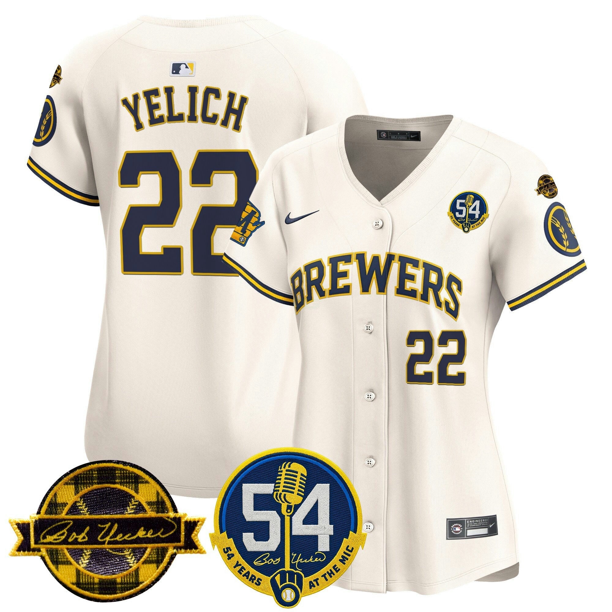 Camisa MLB Women’s Milwaukee ‘Bob Uecker – 54 Seasons for ’ Vapor Premier Limited Jersey
