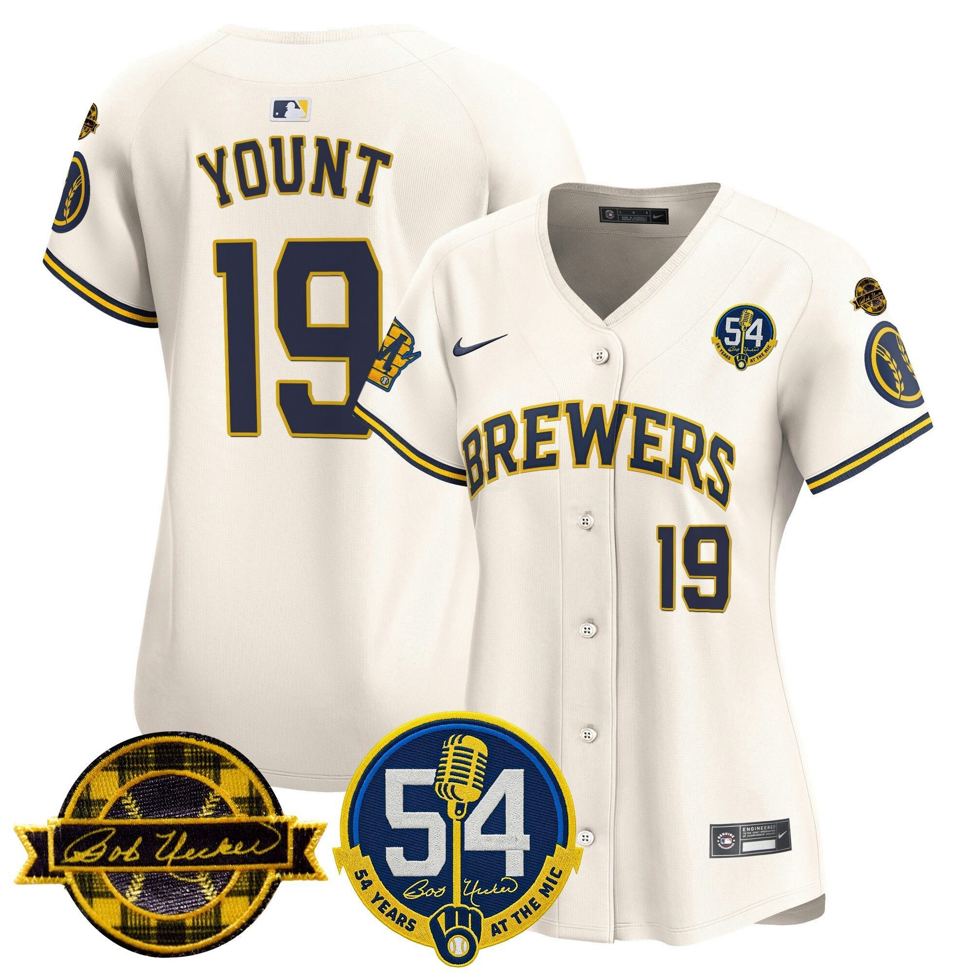 Camisa MLB Women’s Milwaukee ‘Bob Uecker – 54 Seasons for ’ Vapor Premier Limited Jersey