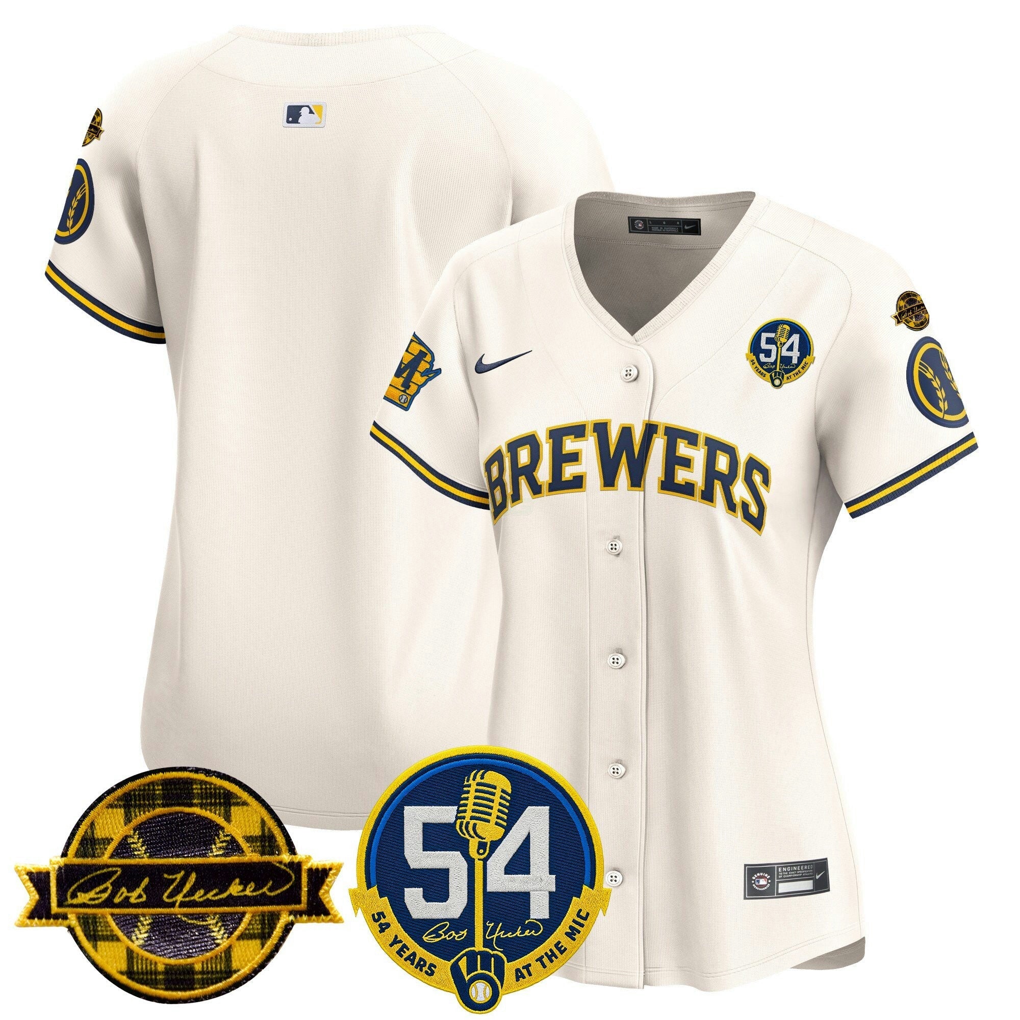 Camisa MLB Women’s Milwaukee ‘Bob Uecker – 54 Seasons for ’ Vapor Premier Limited Jersey