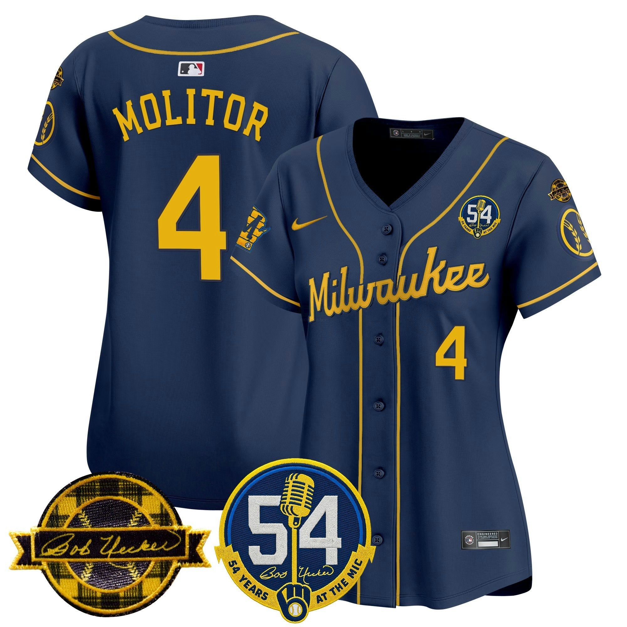 Camisa MLB Women’s Milwaukee ‘Bob Uecker – 54 Seasons for ’ Vapor Premier Limited Jersey